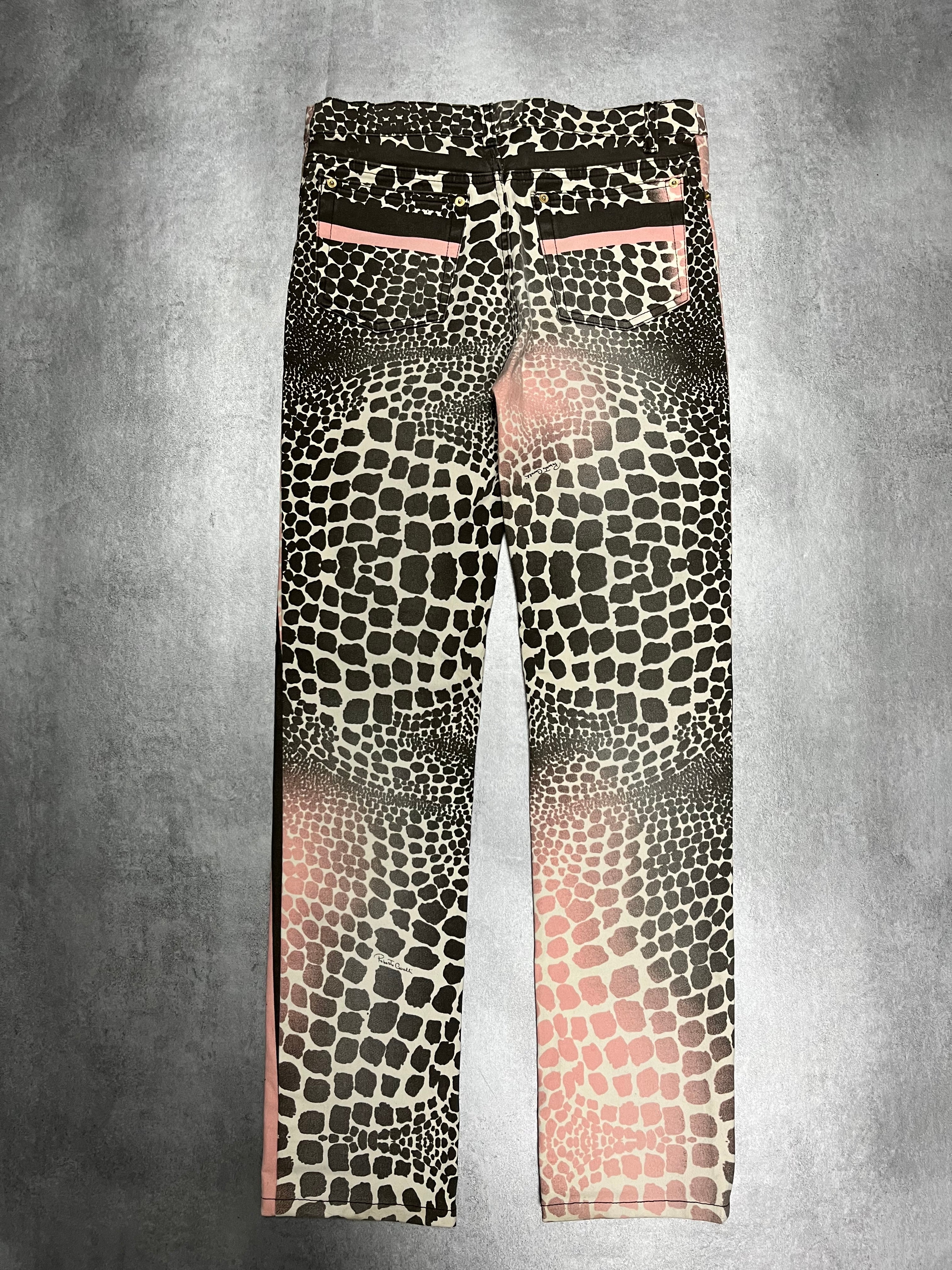 Roberto Cavalli Exotic Black & Pink Print Pants