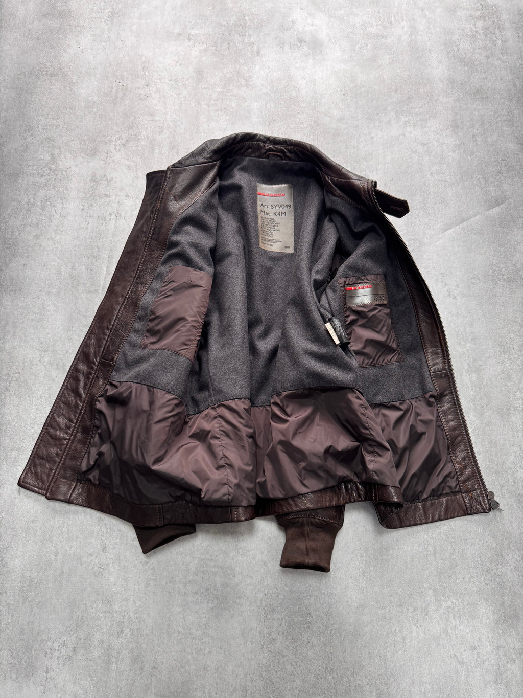 2000s Prada Scarred Heavy Leather Jacket