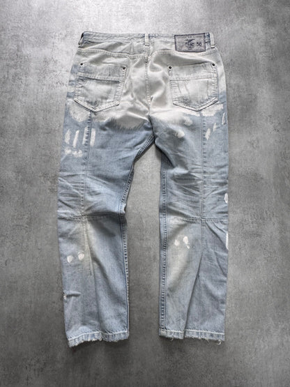 2000s Dolce & Gabbana Hand-Painted White Blue Distressed Denim Jeans (S/M)