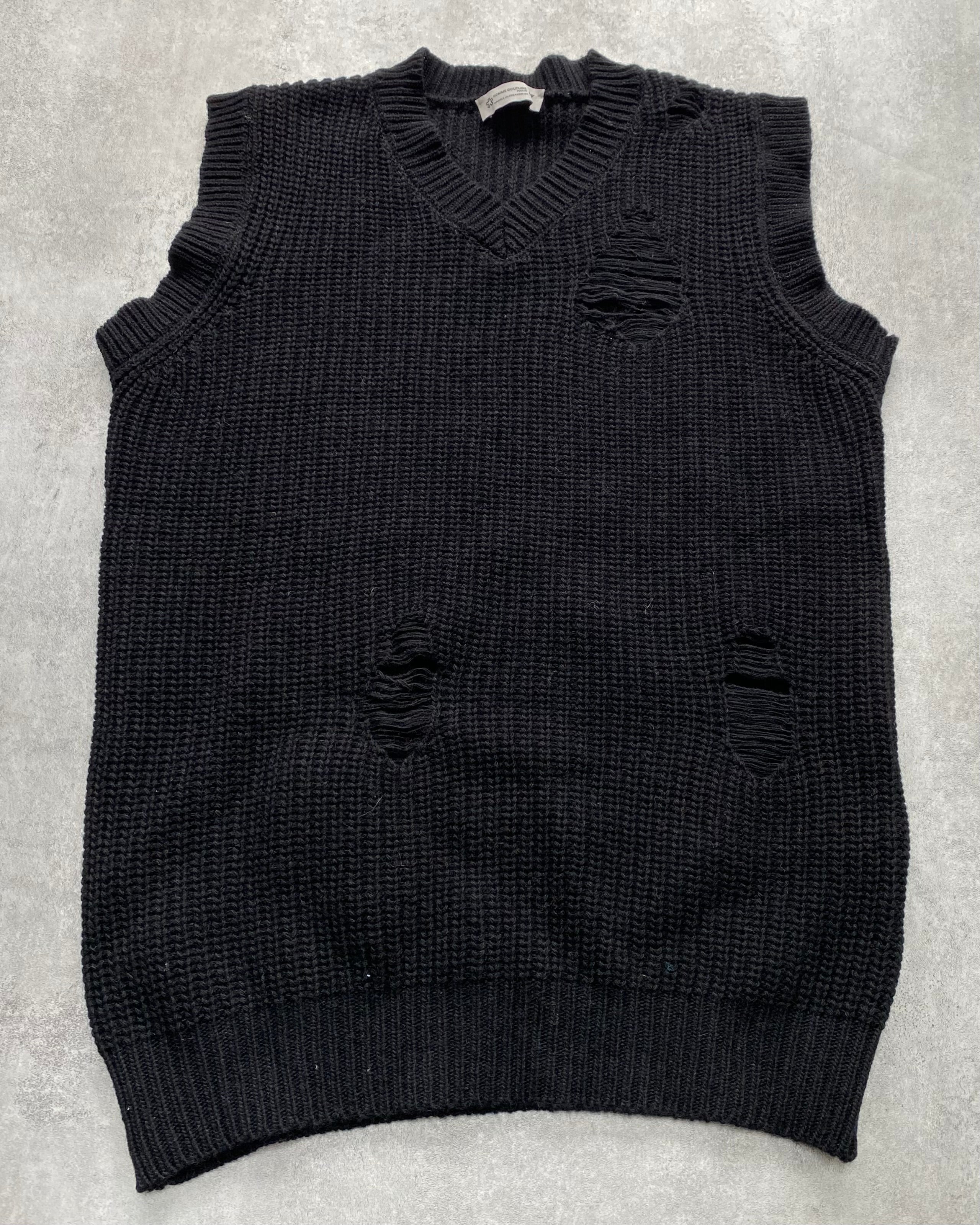 Daniele Alessandrini Destroyed Sleeveless Black Sweater