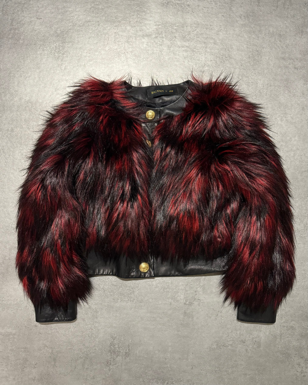 FW2015 Balmain x H&M Red Faux Fur Leather Jacket – Dolce Vita Hub