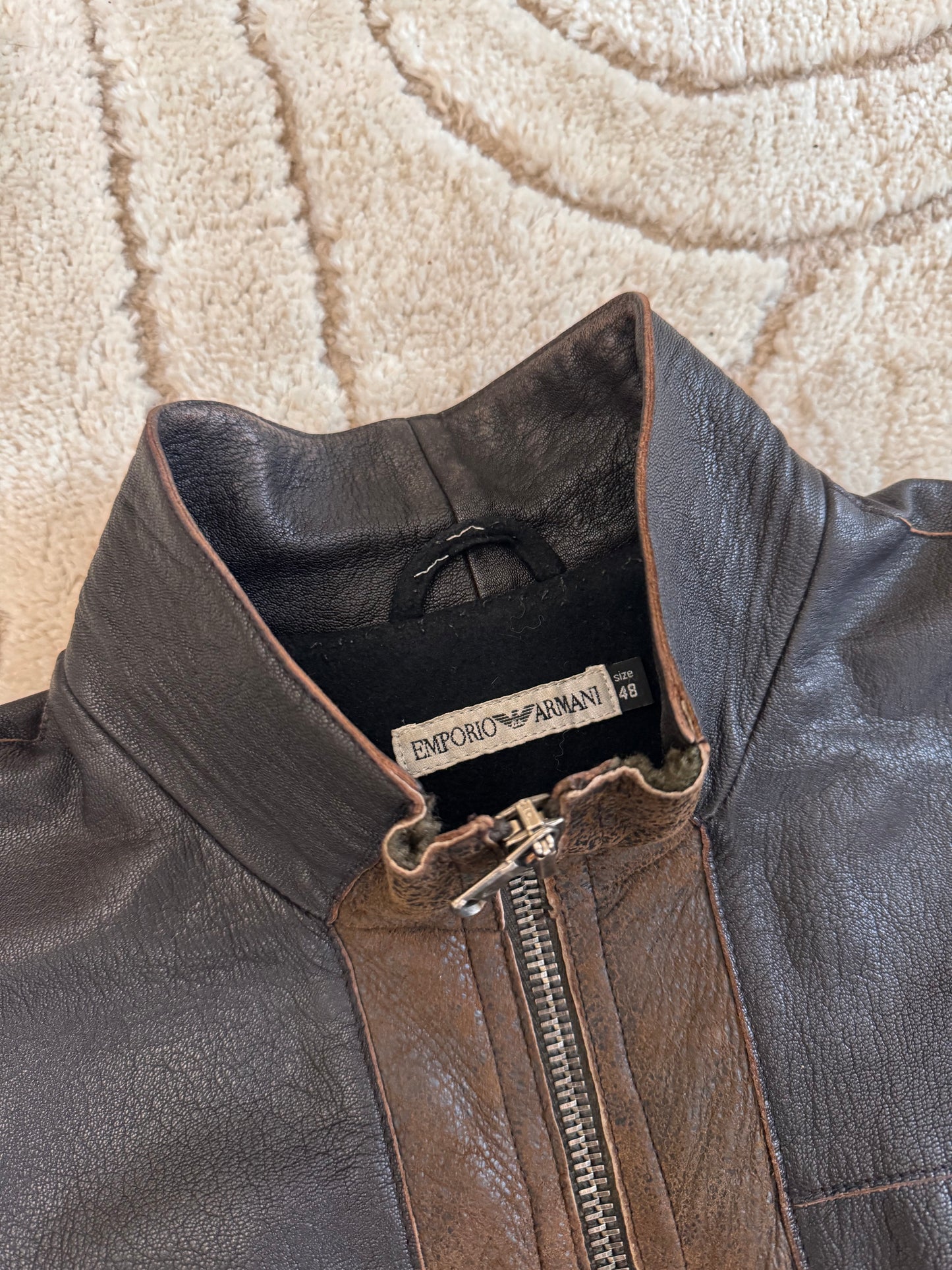 2000s Emporio Armani Tucker Leather Jacket (M)