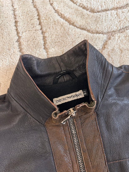 2000s Emporio Armani Tucker Leather Jacket (M)