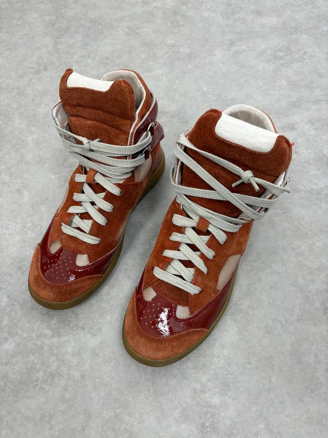 Maison Margiela Red Orange Suede High Leather Sneakers ODsOpZg 2