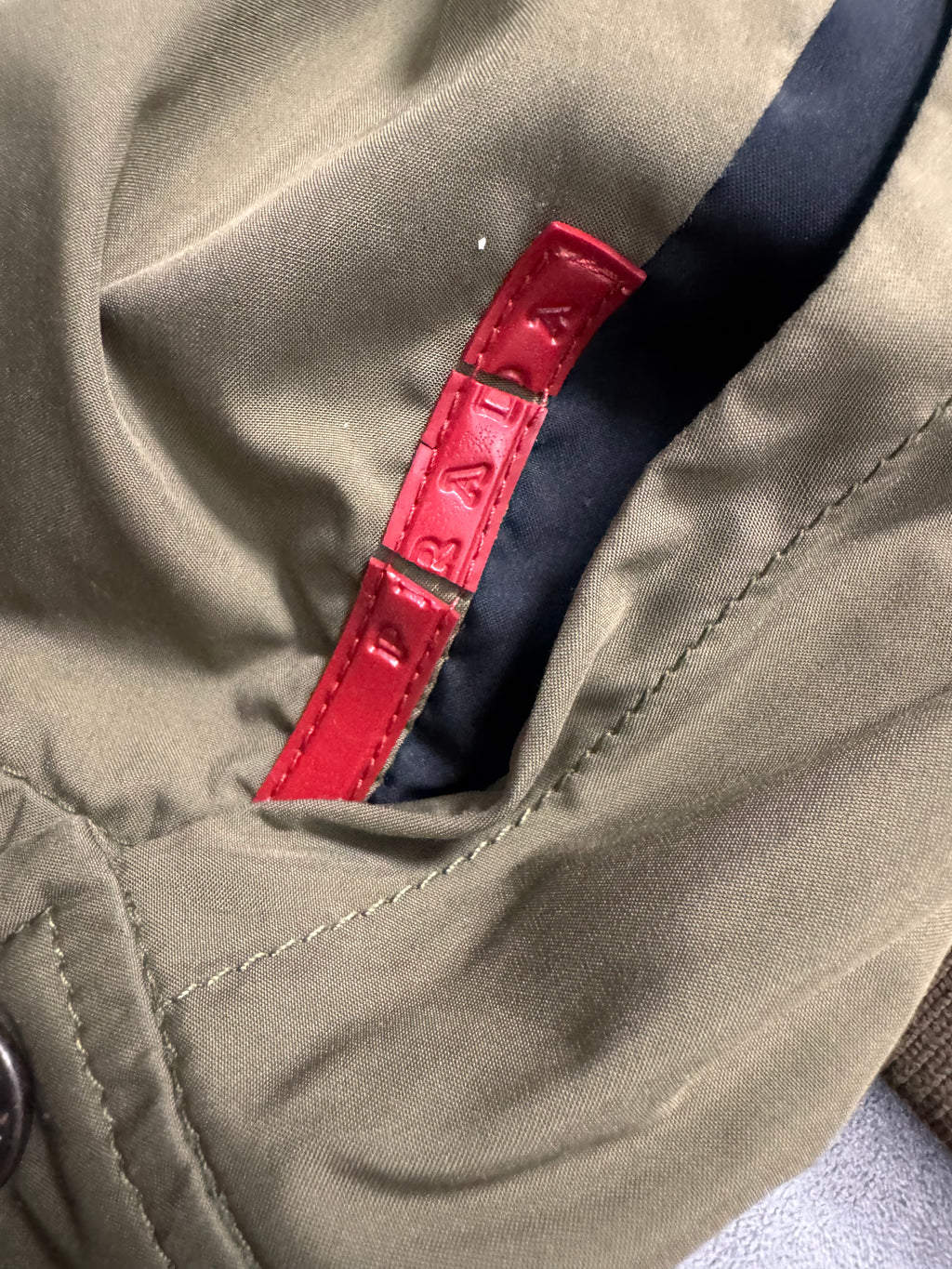 2000s Prada High Neck Khaki Nylon Jacket