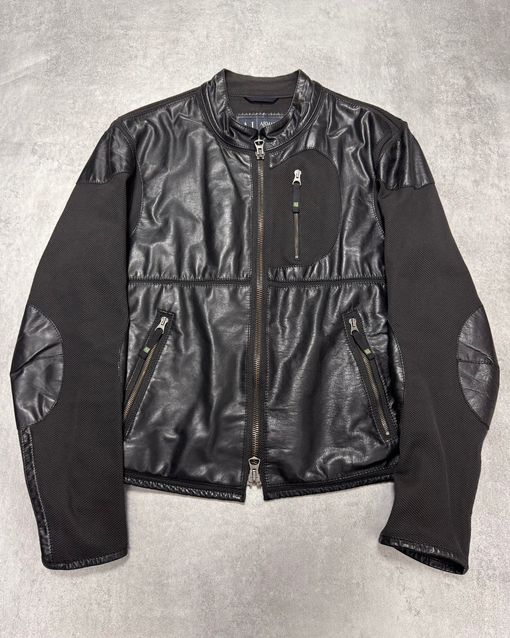 2000s Armani Spy Technical Hybrid Leather Jacket
