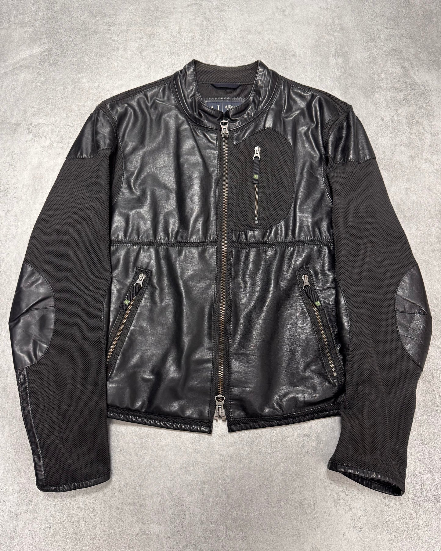 2000s Armani Spy Technical Hybrid Leather Jacket (M/L)