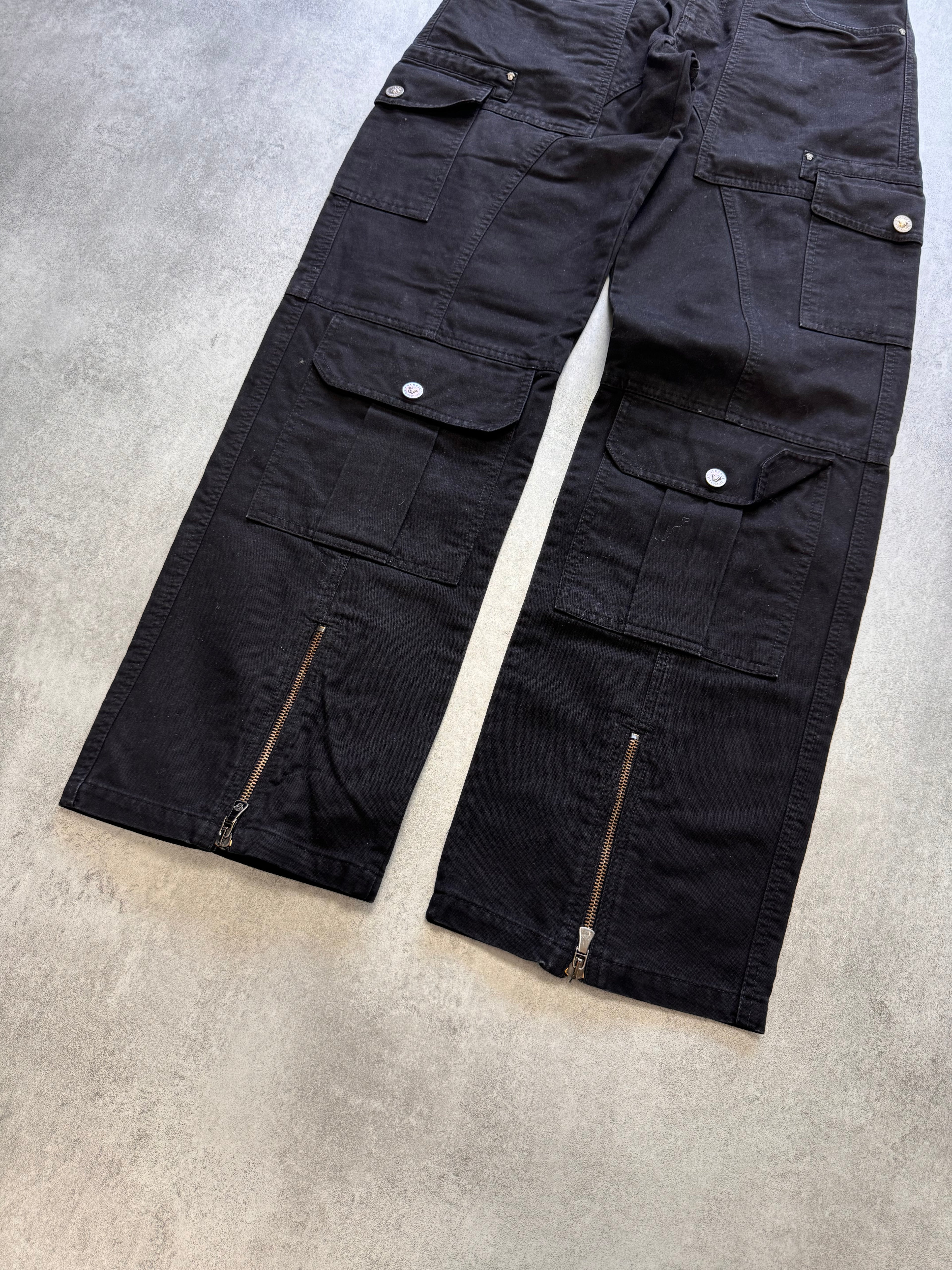 2000s Versace Utility Black Cargo Pants