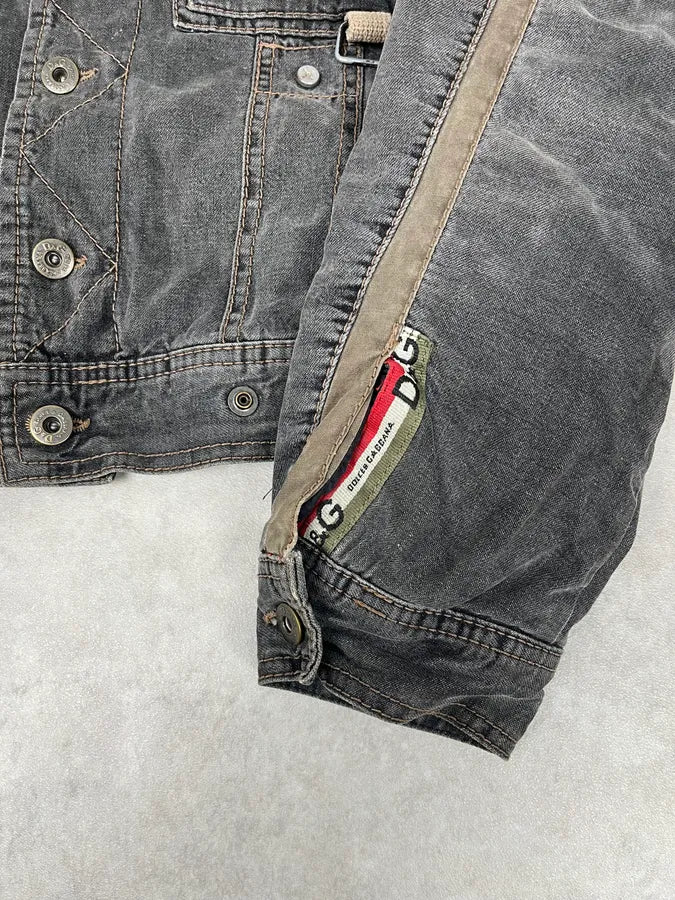 AW2004 Dolce & Gabbana Grey Denim Pocket Straps Jacket QaXDBEc 10