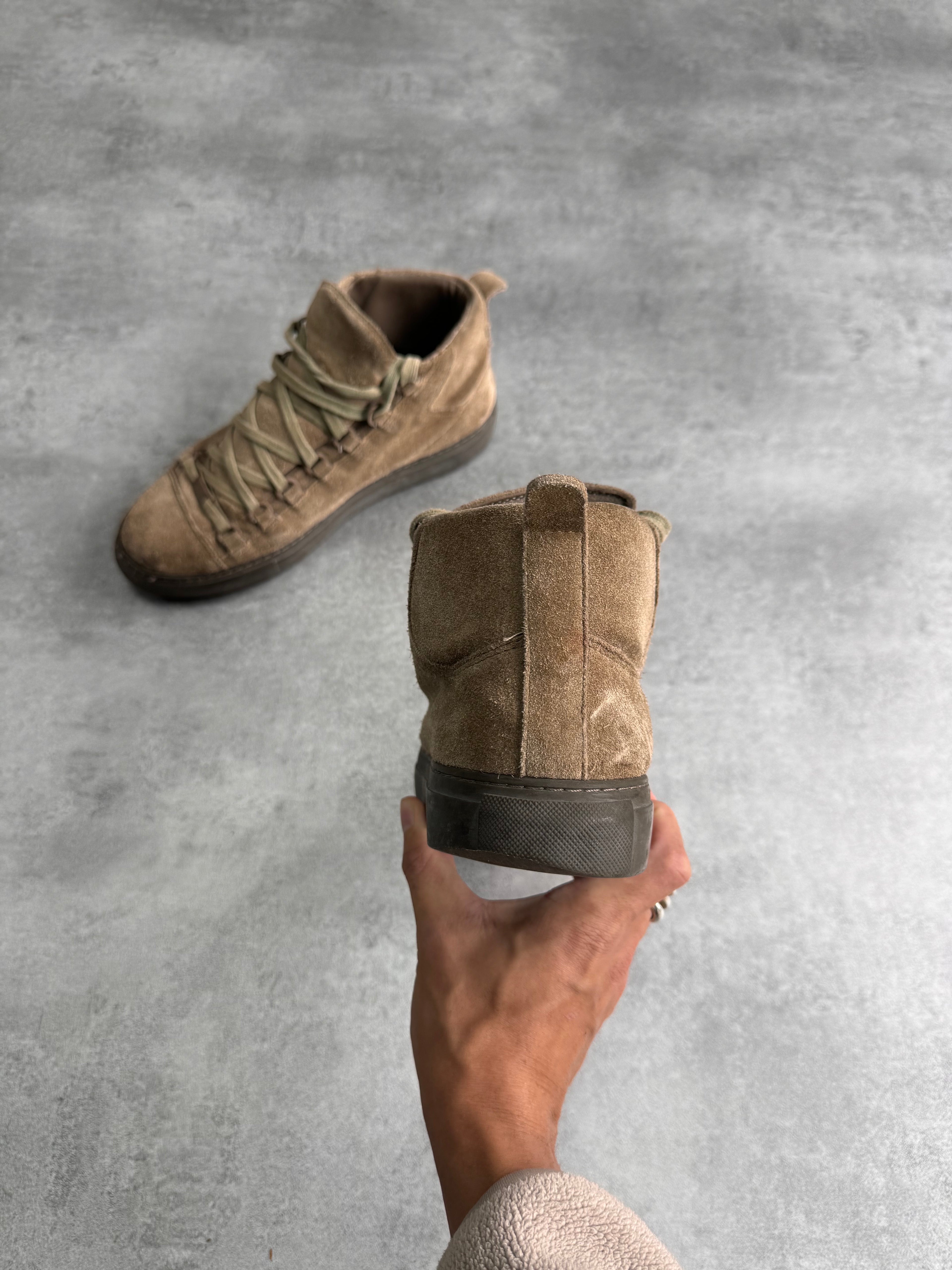 Balenciaga Arena High Brown Suede Leather Sneakers