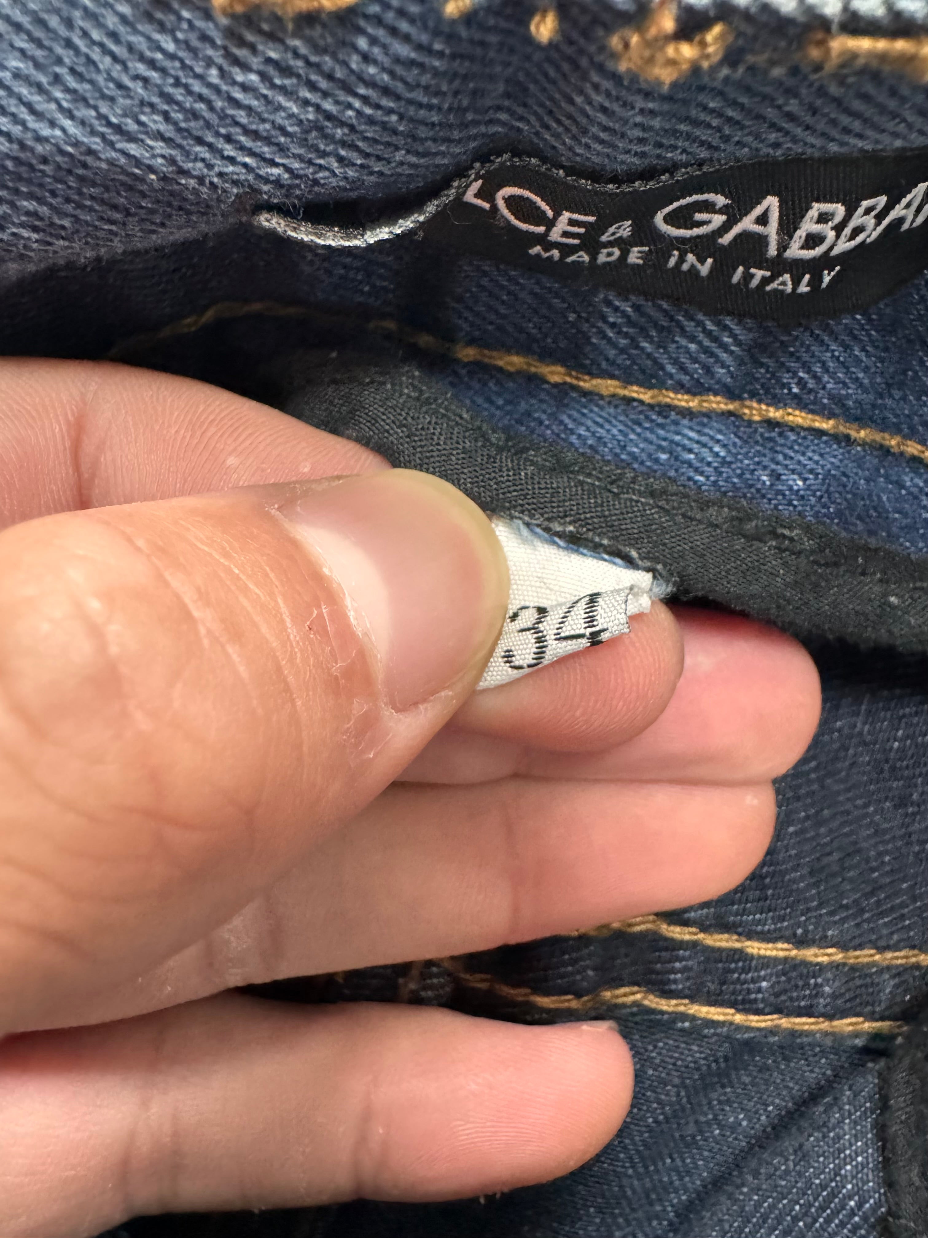 2000s Dolce & Gabbana Rectagular Distressed Denim Jeans