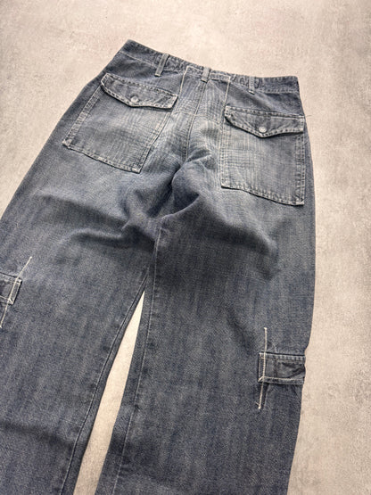 2000s Armani Wide Cargo Denim Jeans (M)