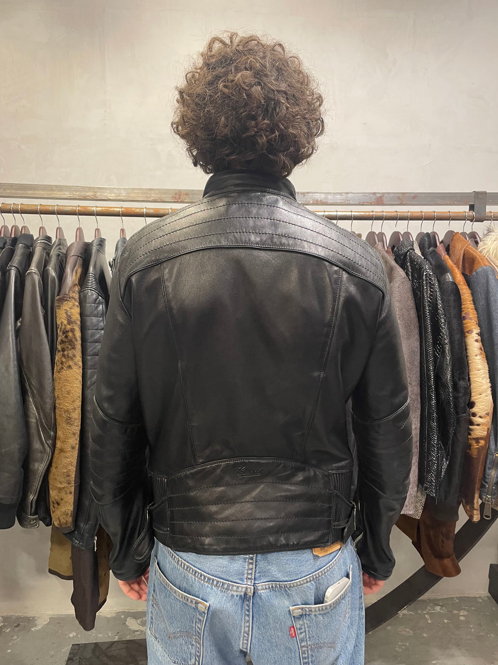 2000s Gucci Biker Black Leather Jacket
