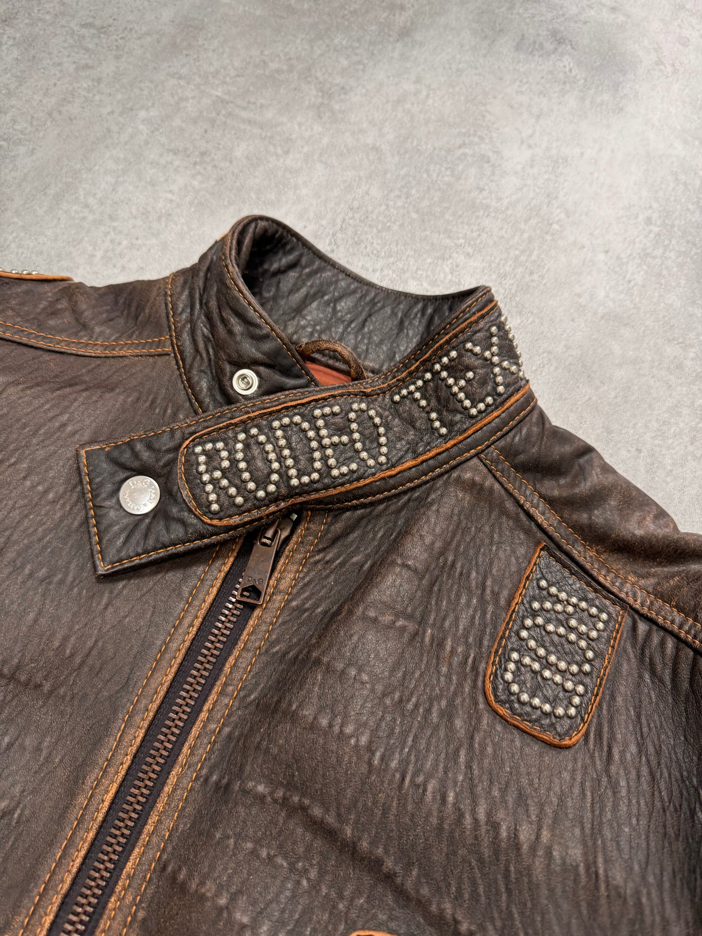 SS2001 Dolce & Gabbana Rodeo Studded Aged Leather Jacket (M/L)