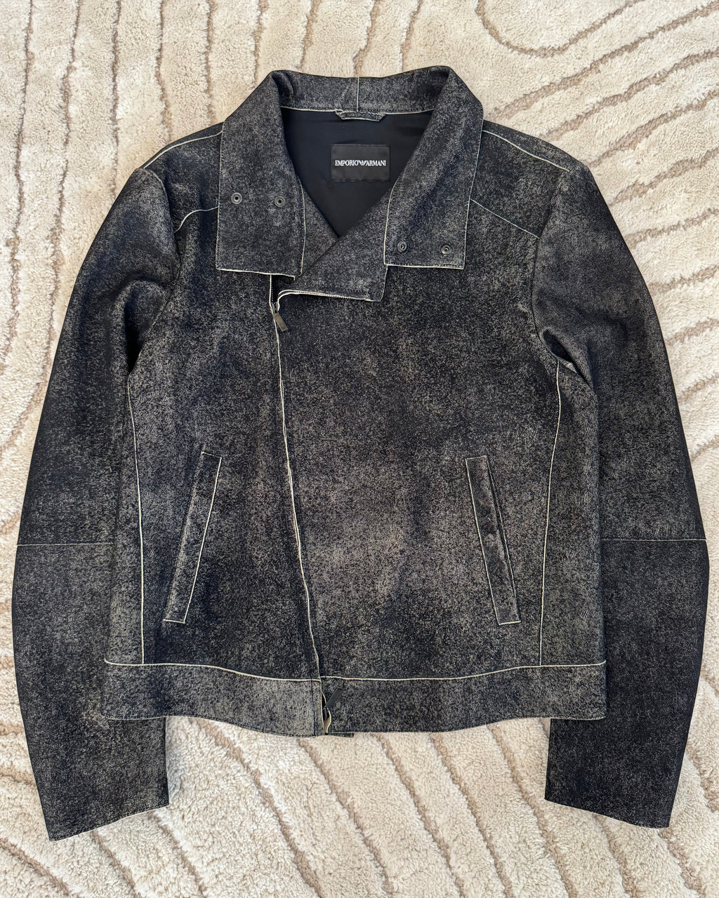 FW2015 Armani Asymmetrical Raw Leather Jacket (M)