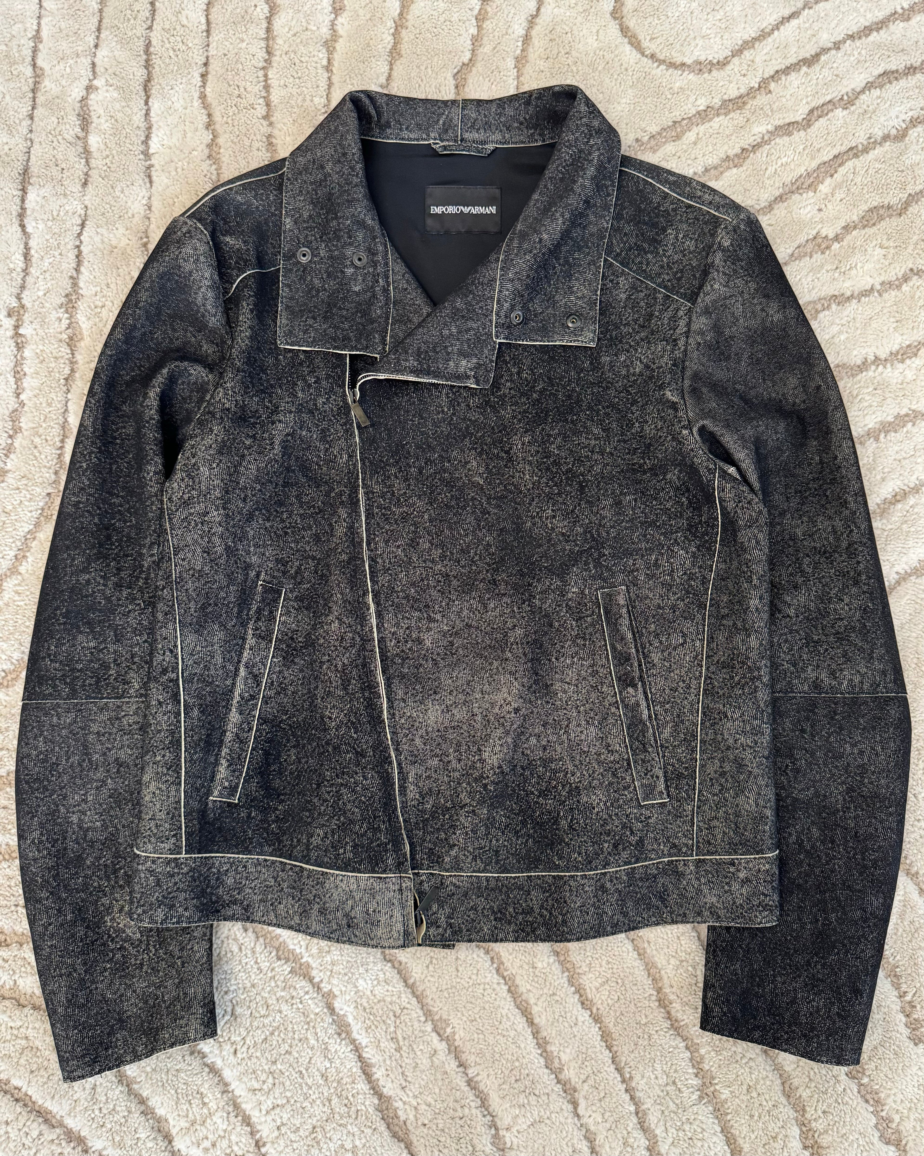 FW2015 Armani Asymmetrical Raw Leather Jacket (M)