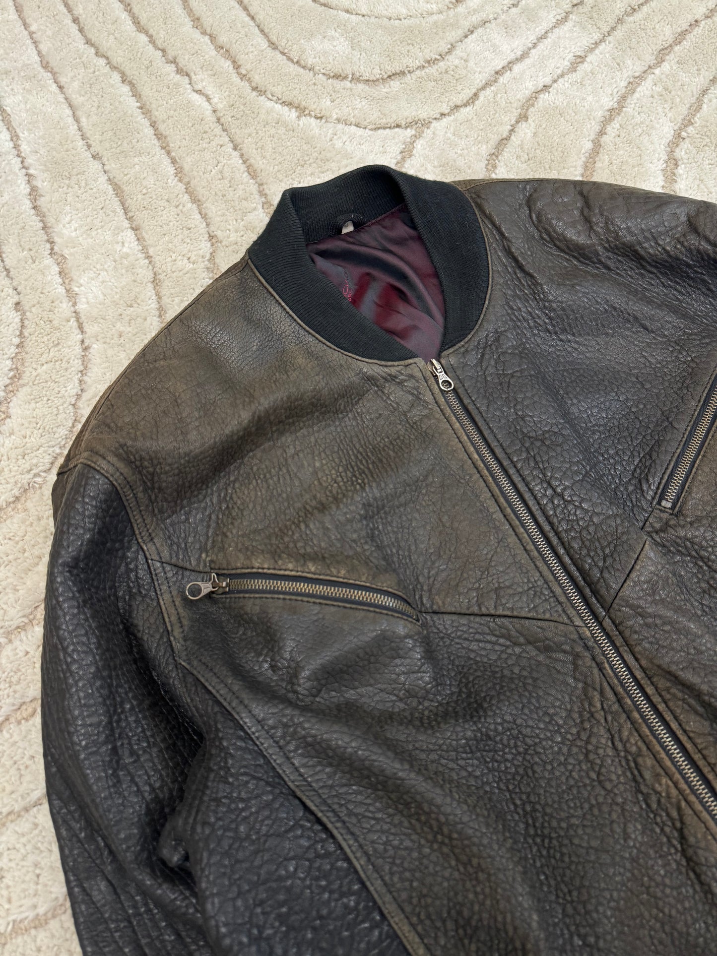 1980s Balenciaga Cropped Grain Leather Bomber Jacket (M)