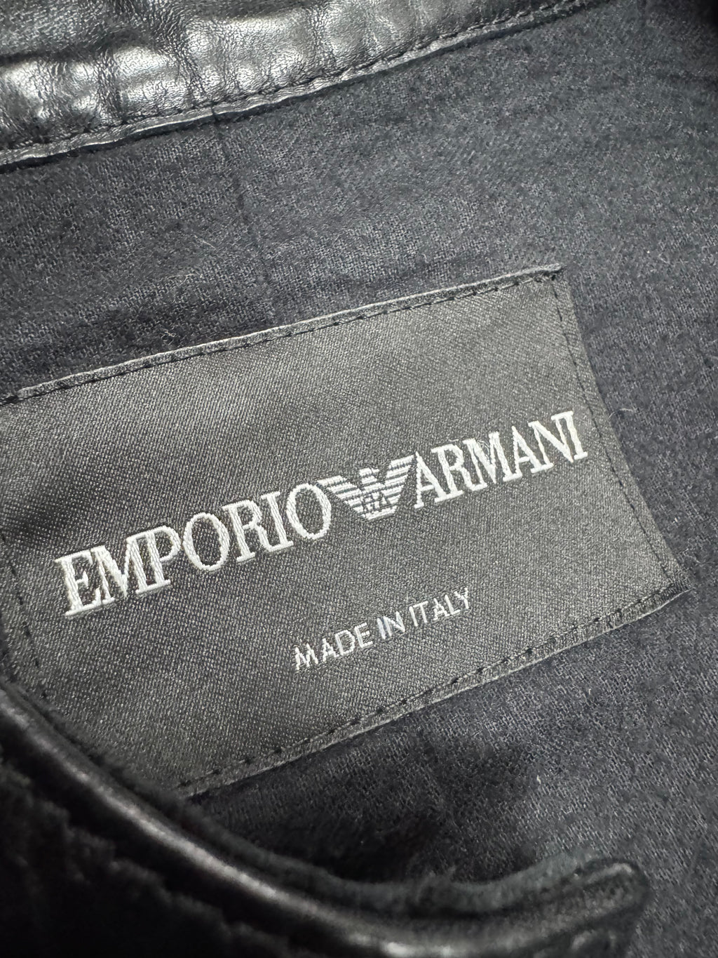 FW2012 Emporio Armani Full Zip Black Leather Long Jacket