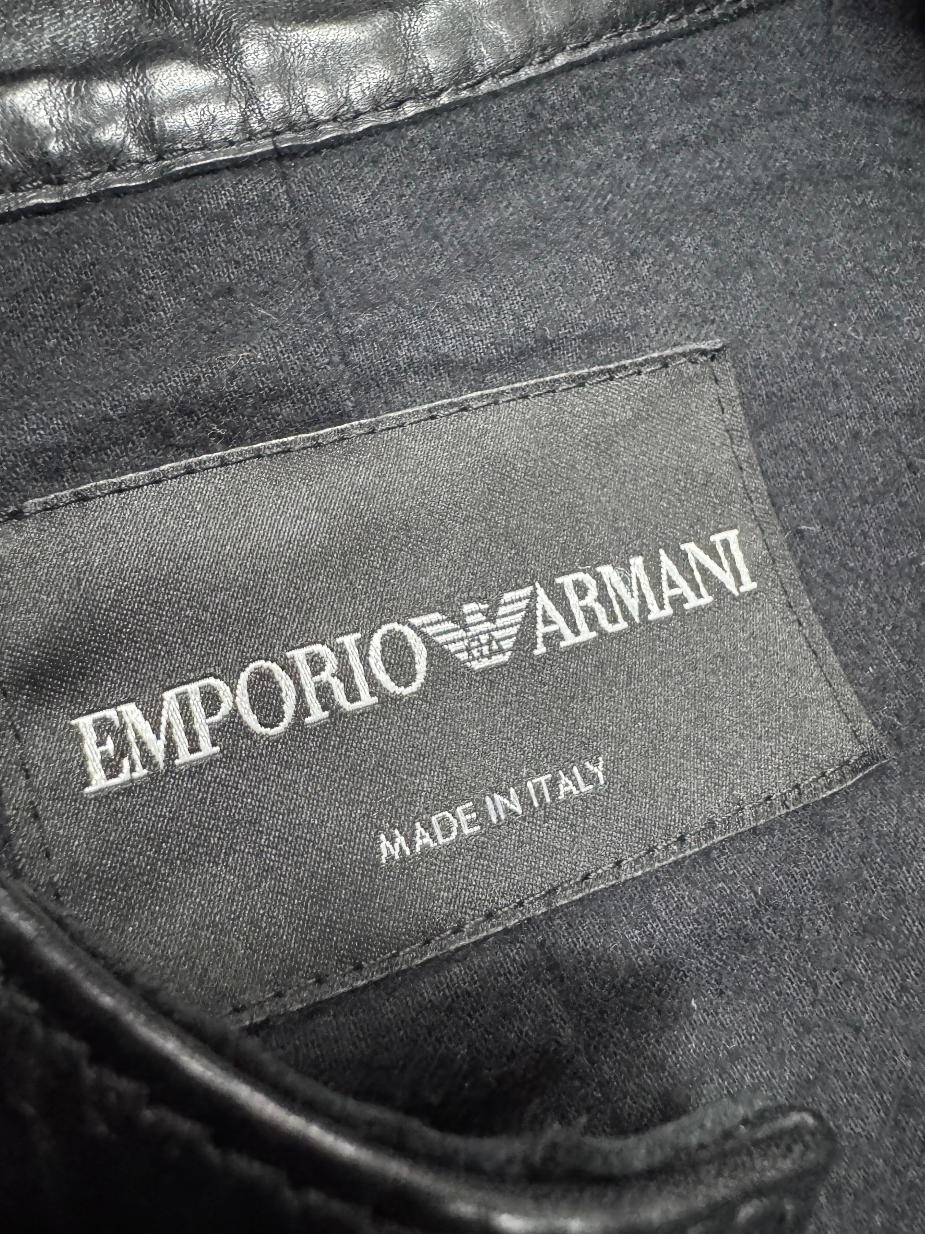FW2012 Emporio Armani Full Zip Black Leather Long Jacket