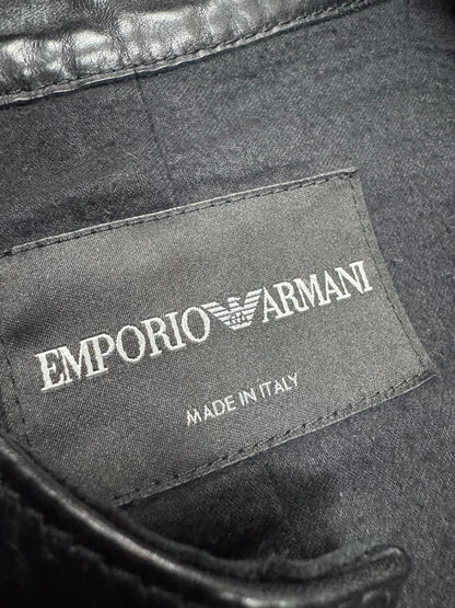 FW2012 Emporio Armani Full Zip Black Leather Long Jacket (XS/S)