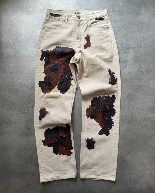 Our Legacy Beige Artisanal Cracked Relaxed Painted Jeans (M) - 1