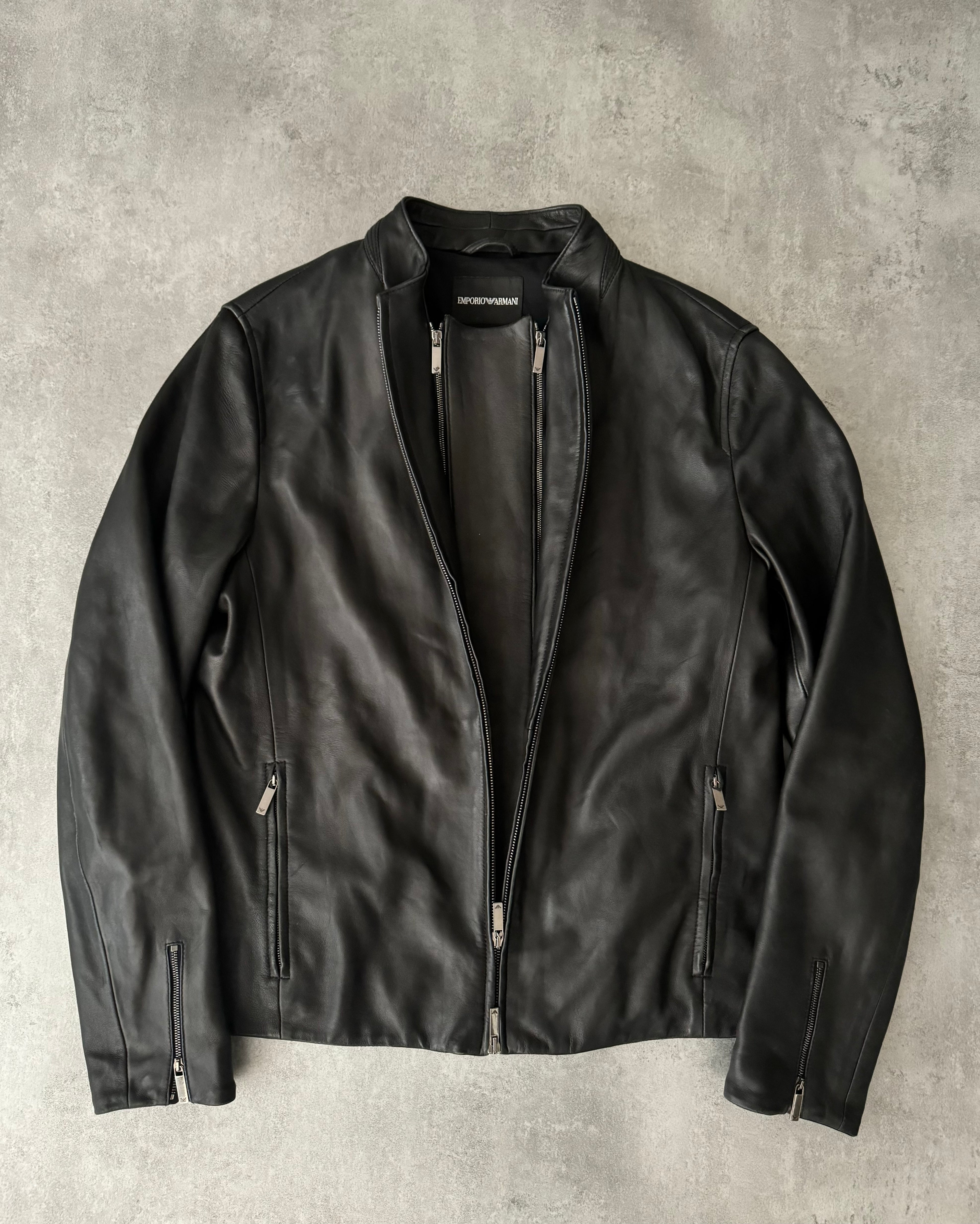 AW2016 Emporio Armani FingerPrint Signature Leather Jacket