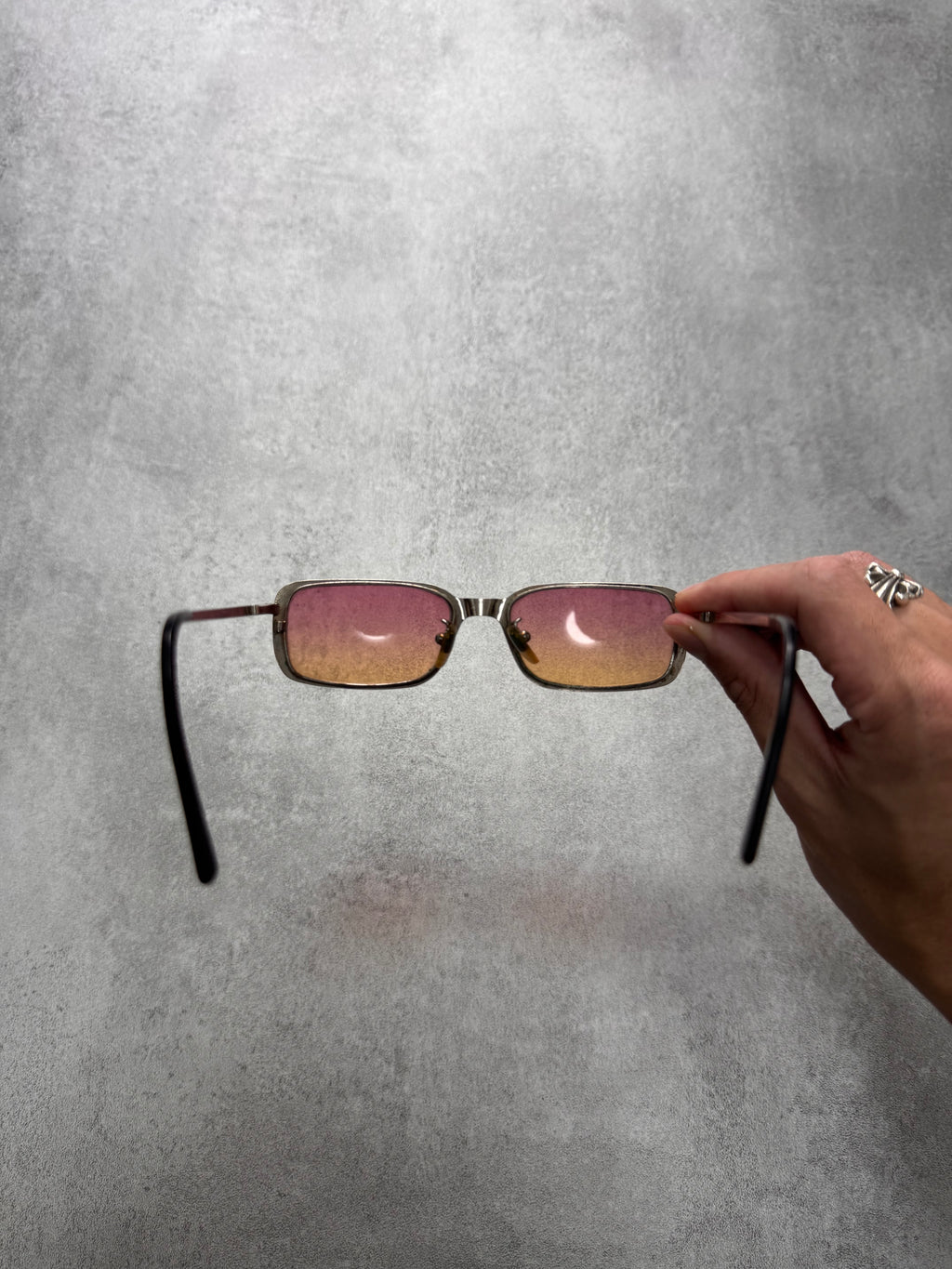 2000s Dolce & Gabbana Sunset Metallic Rectangle Sunglasses