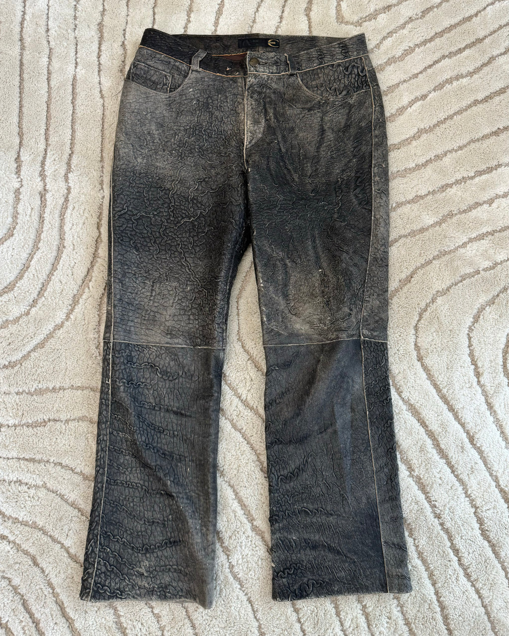 00s Cavalli スカーレッド生革パンツ(M/L)