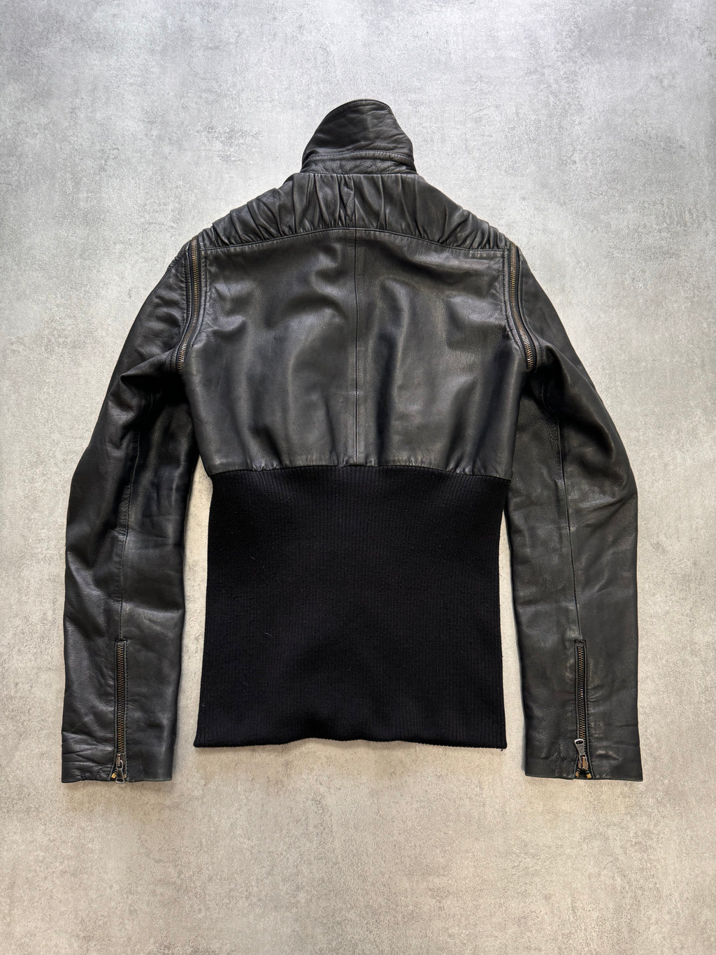 2000s Dolce & Gabbana Plissé Hybrid Leather Jacket (XS)