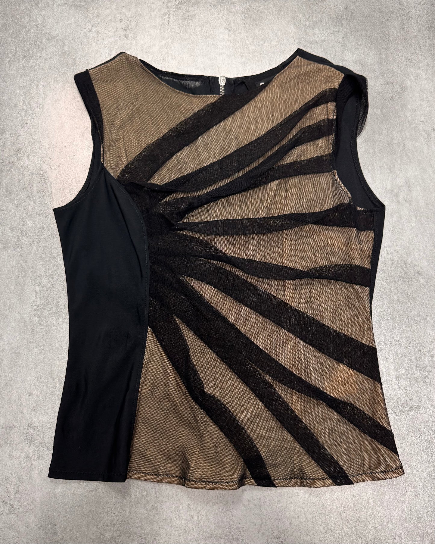 Dolce & Gabbana Black Sun Mesh Sleeveless Top (XS)