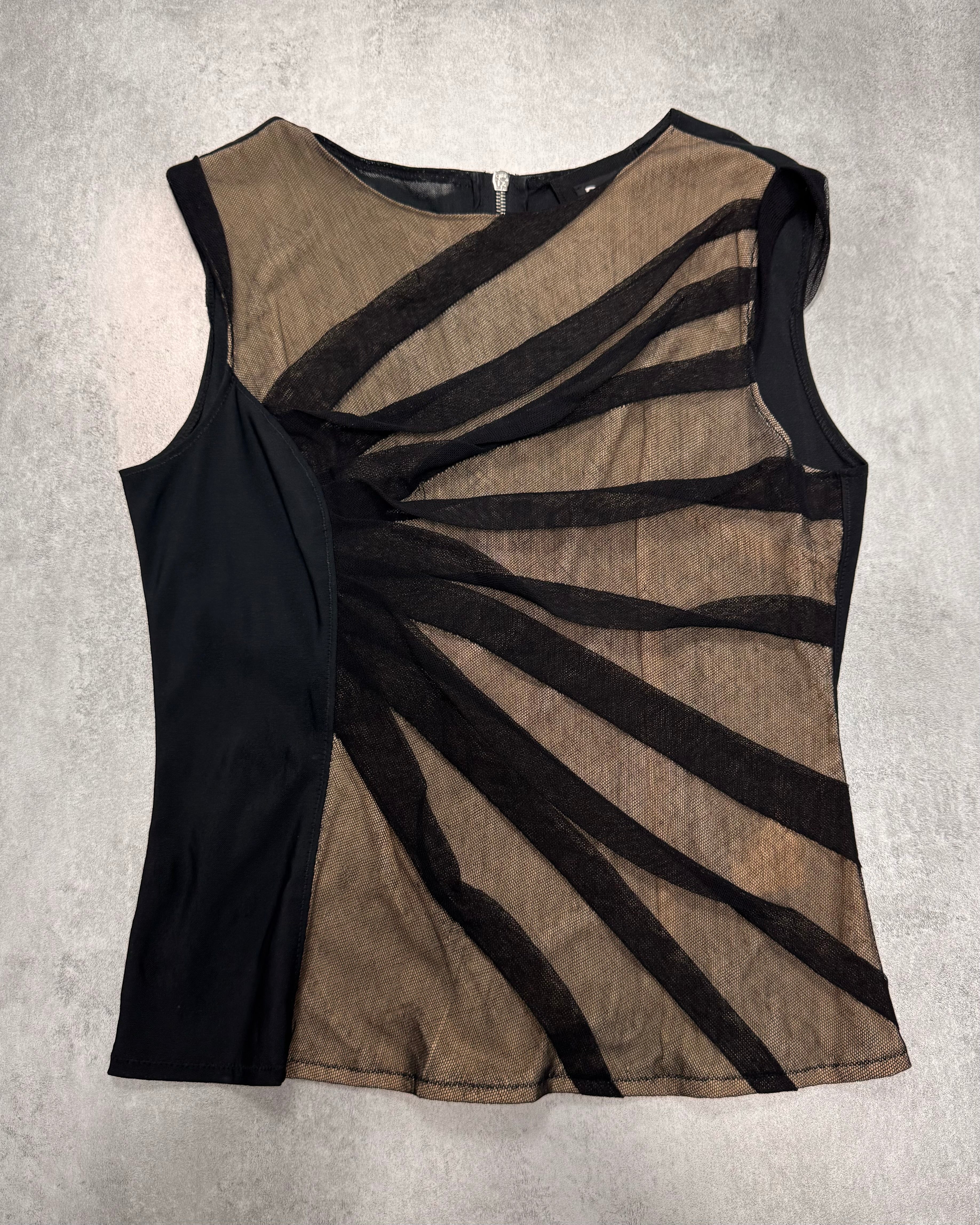 Dolce & Gabbana Black Sun Mesh Sleeveless Top