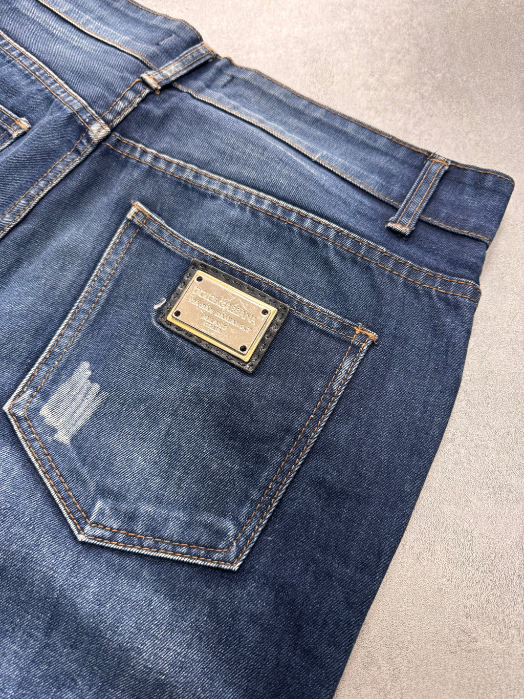 2000s Dolce & Gabbana Rectagular Distressed Denim Jeans