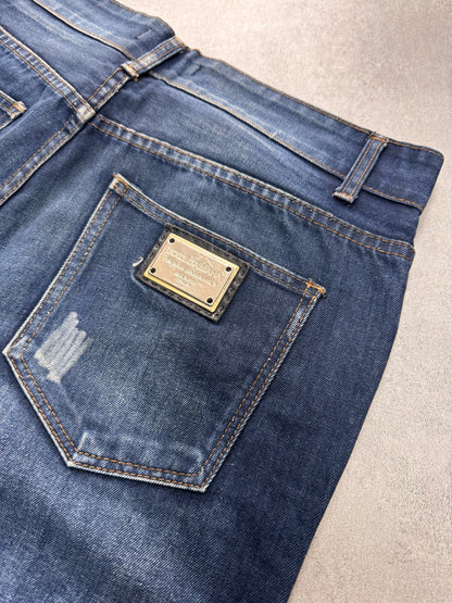 2000s Dolce & Gabbana Rectagular Distressed Denim Jeans (M)