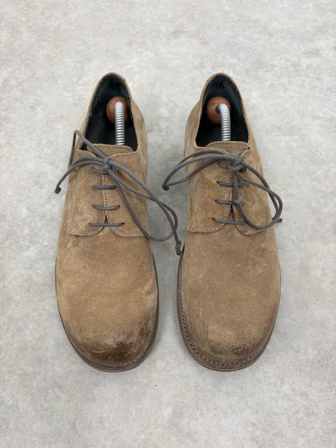 The Last Conspiracy Beige Suede Leather Eroded Derby Shoes TuJEWES 1