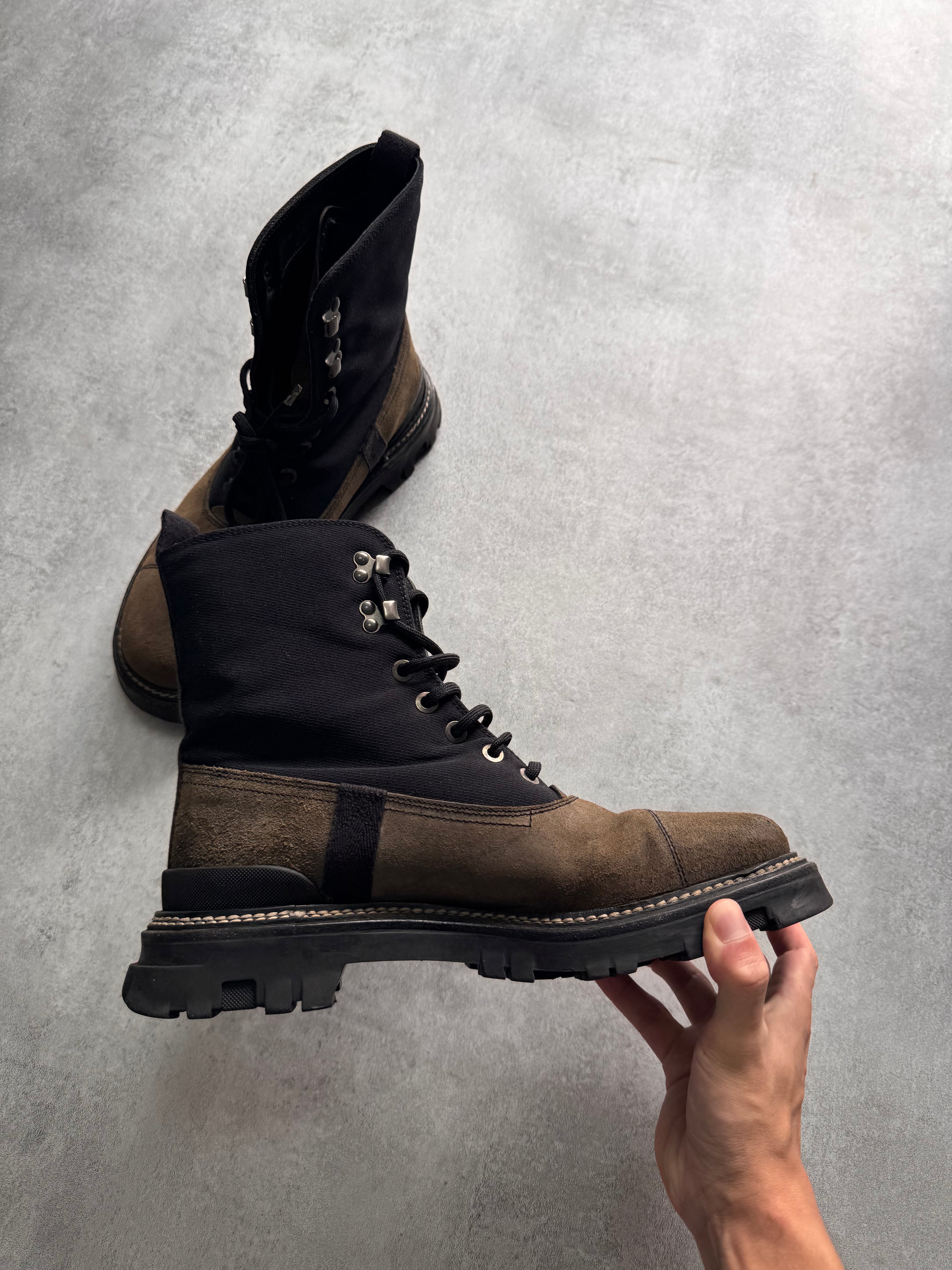 2000s Prada Hiking Suede Hybrid Leather Boots