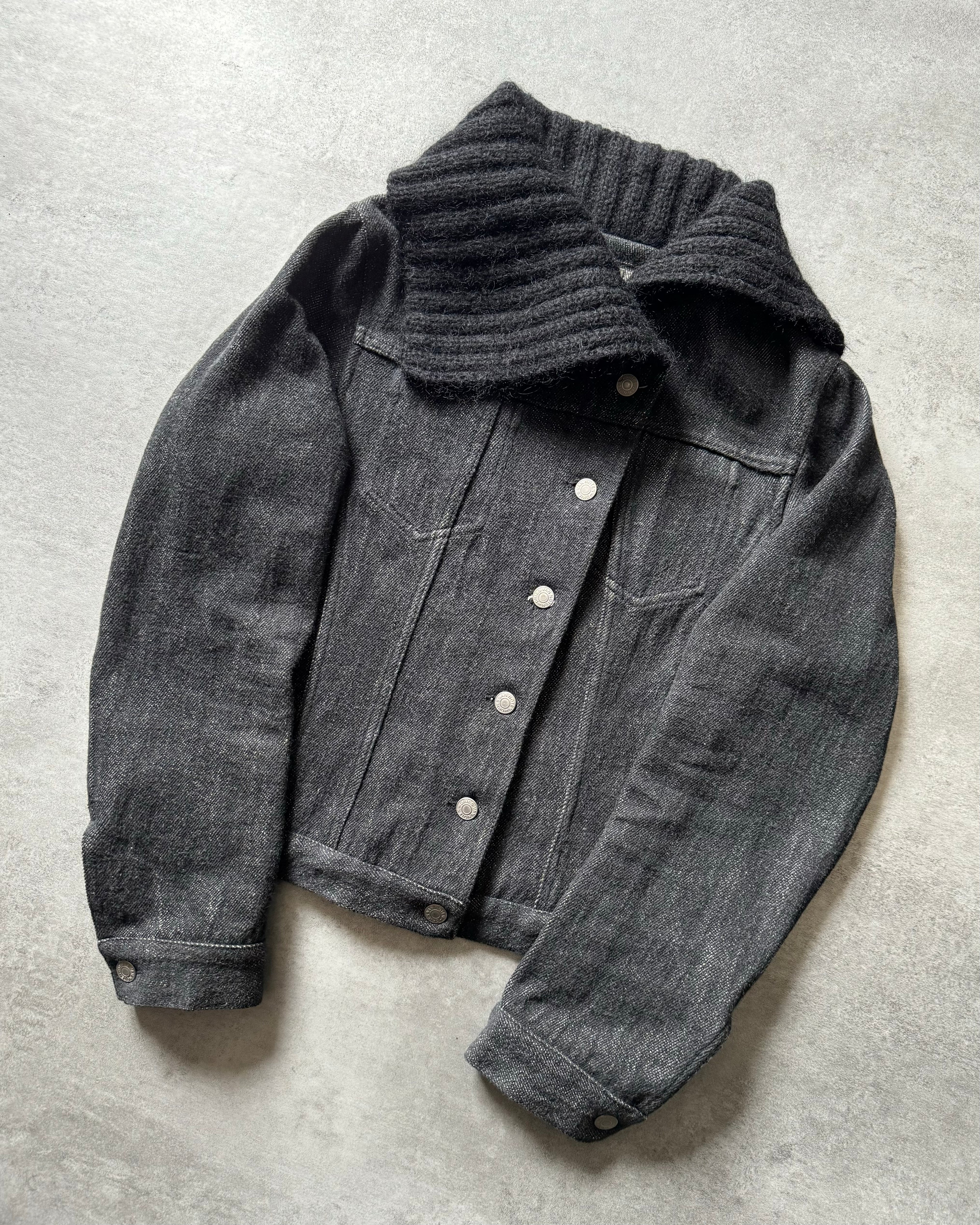 SS2018 Dries Van Noten New-York Sea Grey Asymmetrical Denim Jacket (S) - 3