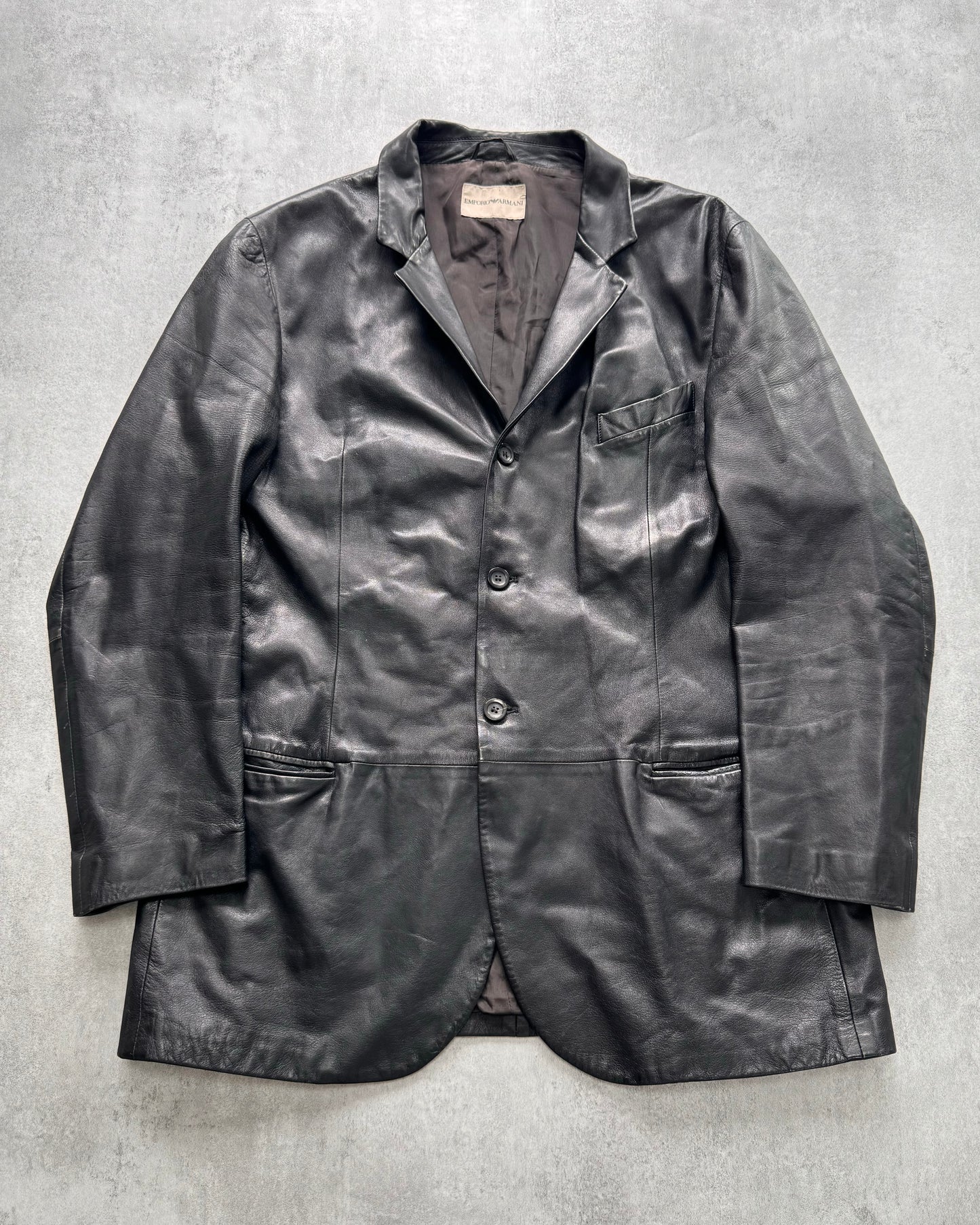 1990s Emporio Armani Leather Suit Jacket (M)