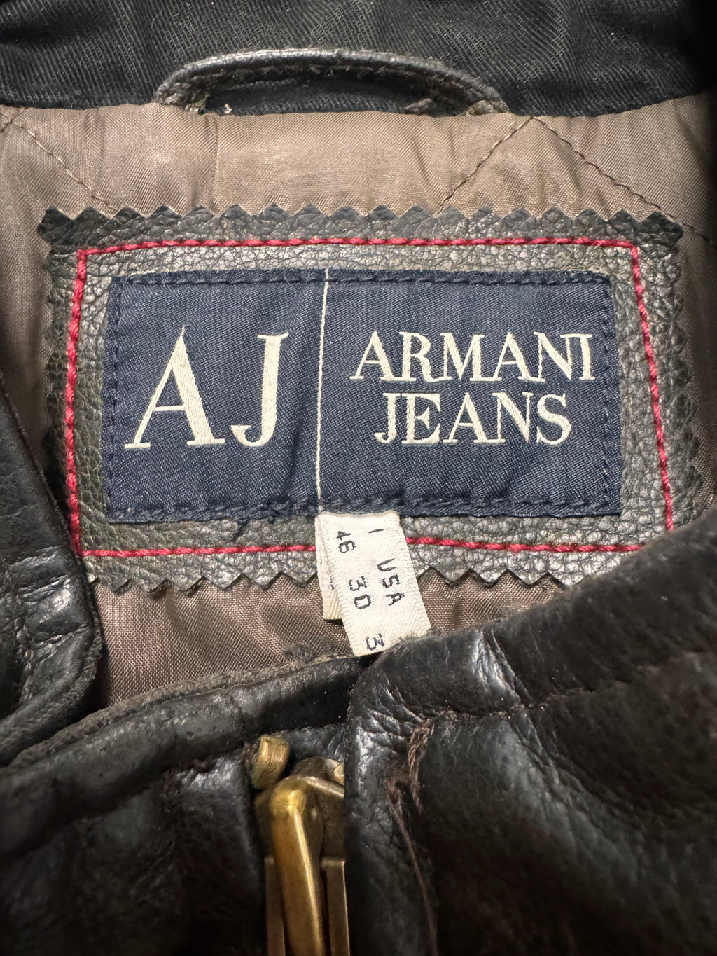 2000s Armani Biker Relief Leather Jacket
