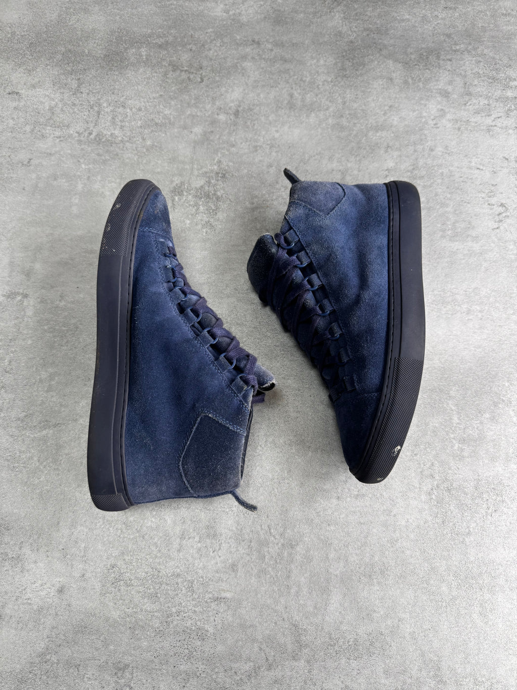 Balenciaga Arena High Blue Suede Leather Sneakers