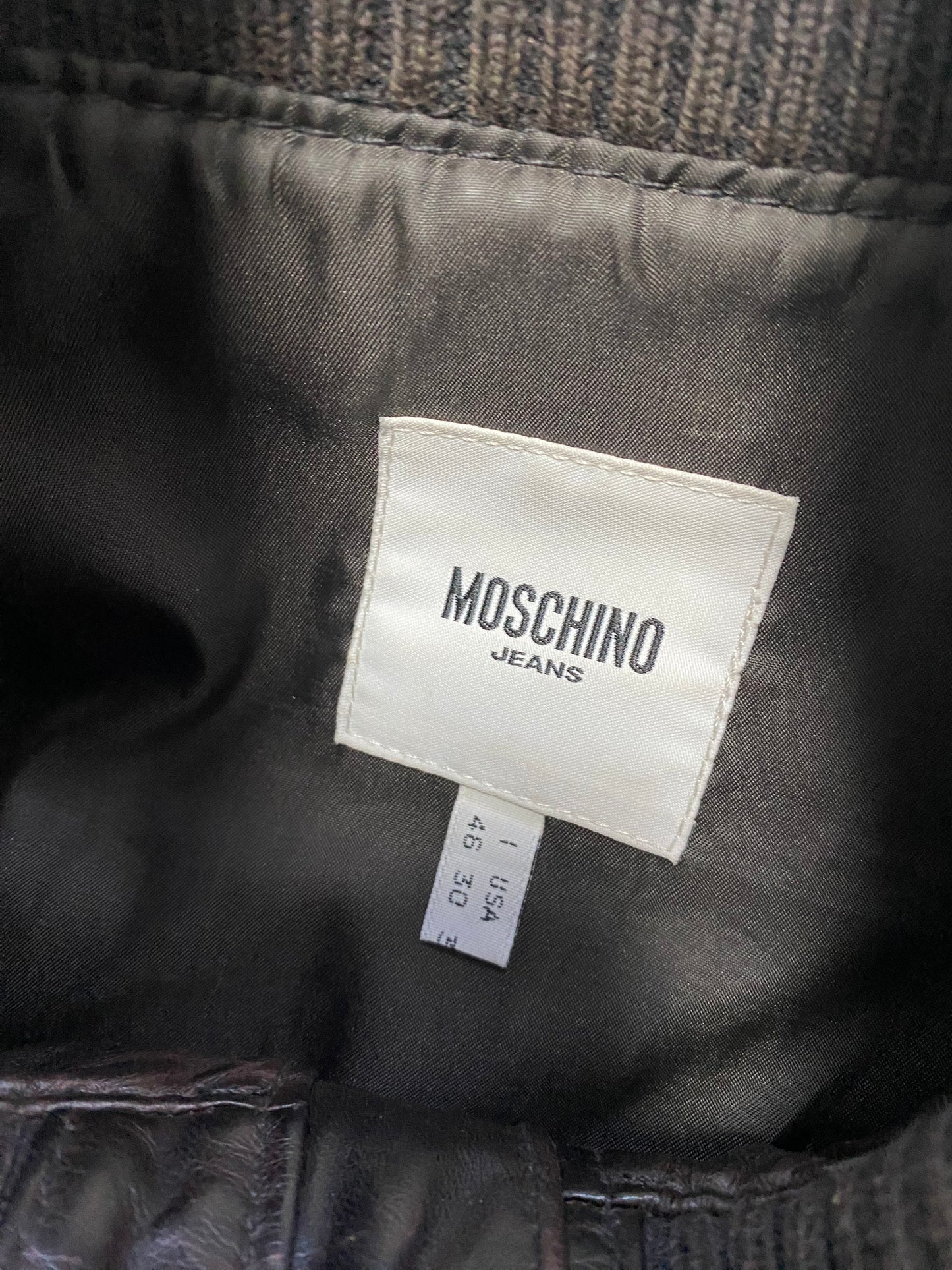 Moschino 简约棕色皮夹克 (S)