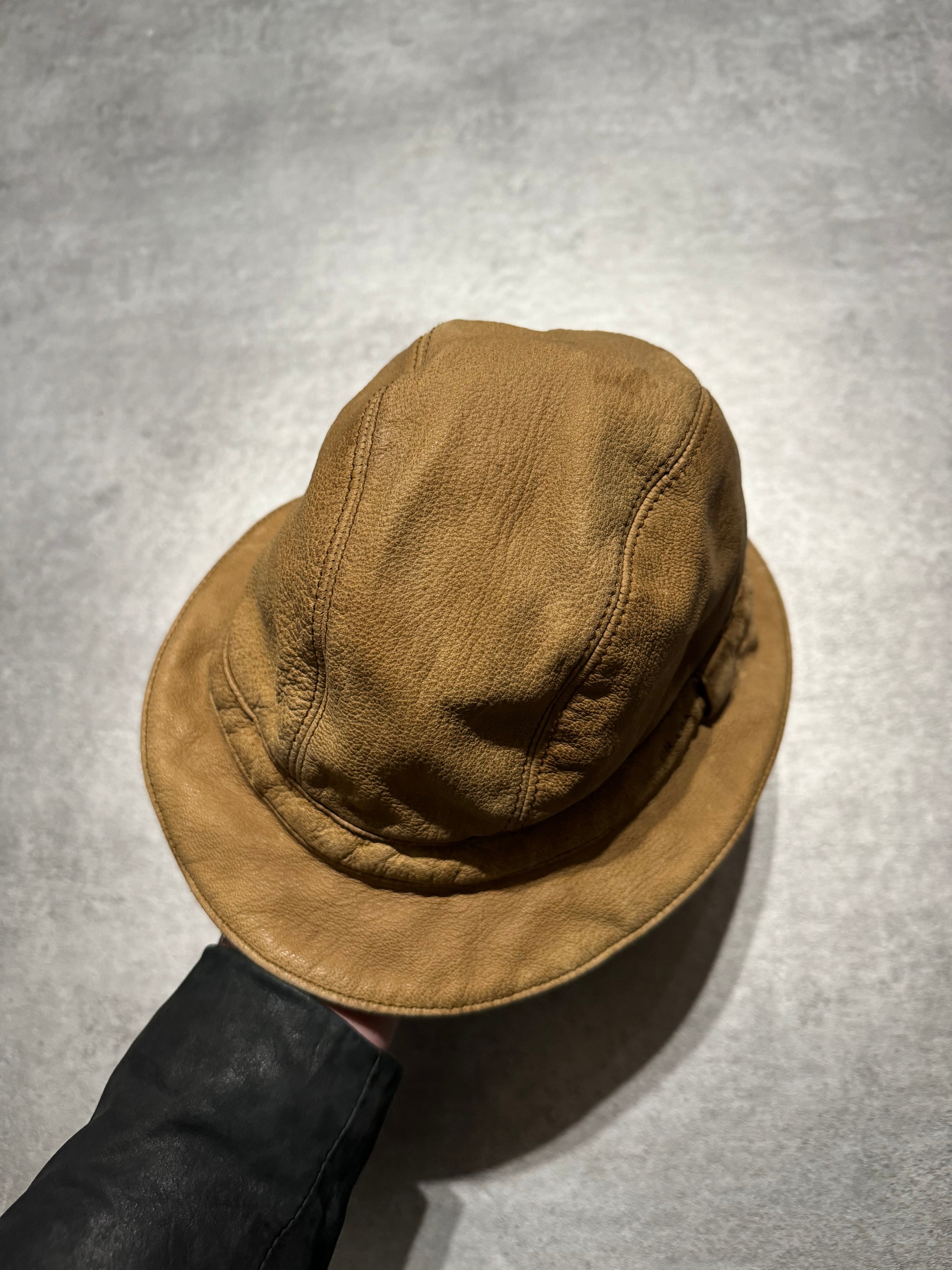 1990s Prada Beige Leather Hat (OS) - 2