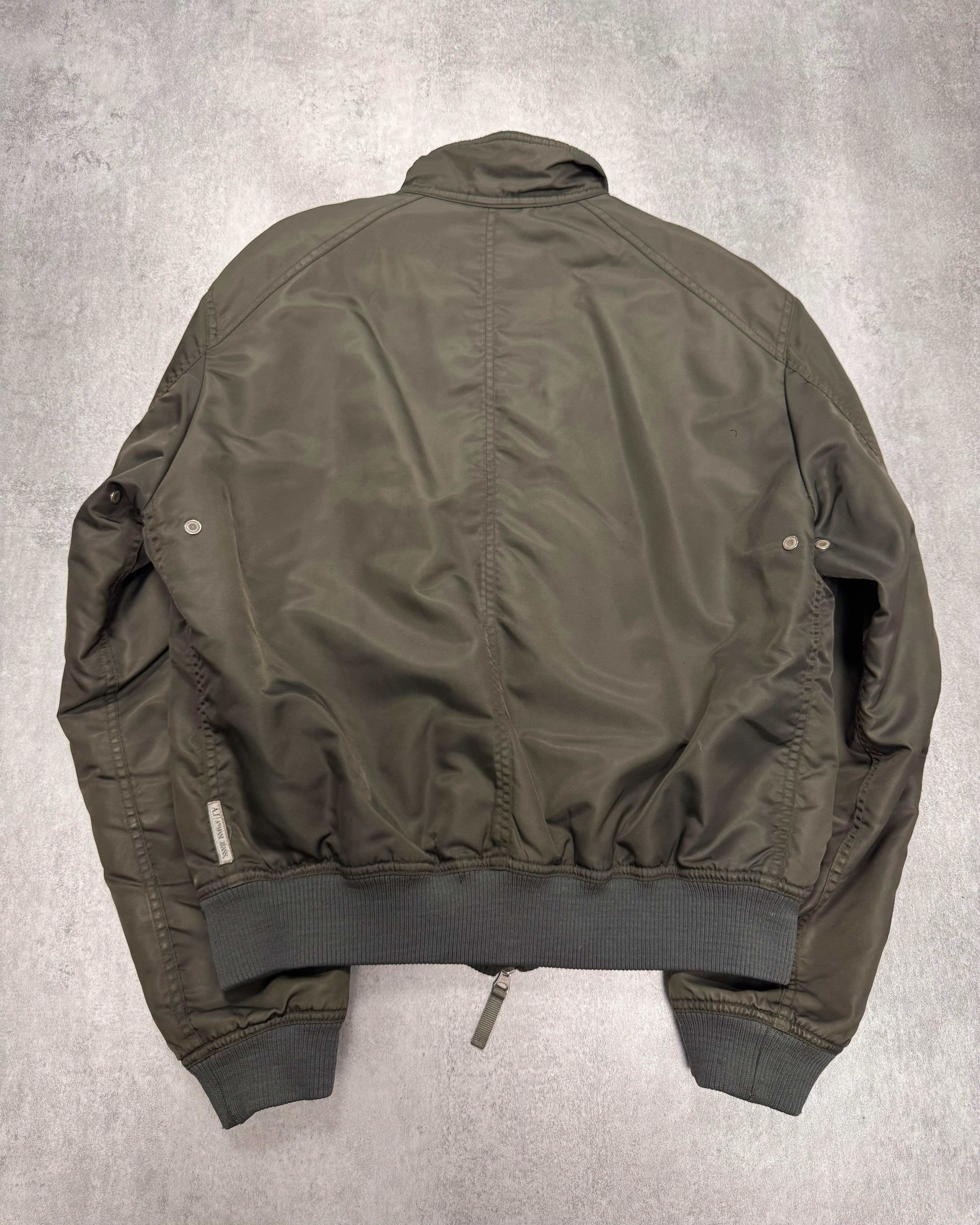 2000s Armani Olive Utility Drift Bomber Jacket