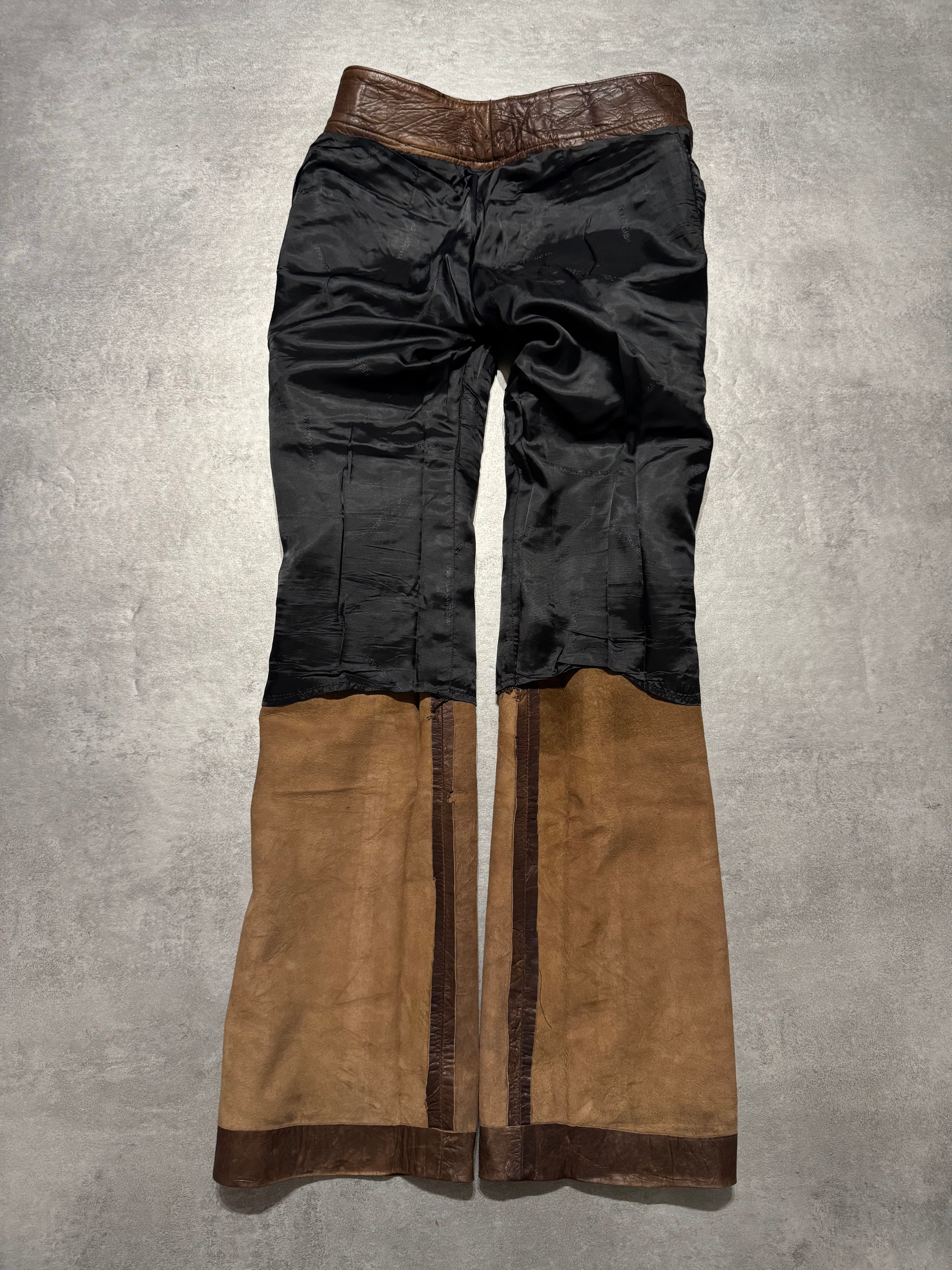 SS2004 Dolce & Gabbana Ninja Multi-Zip Brown Leather Pants