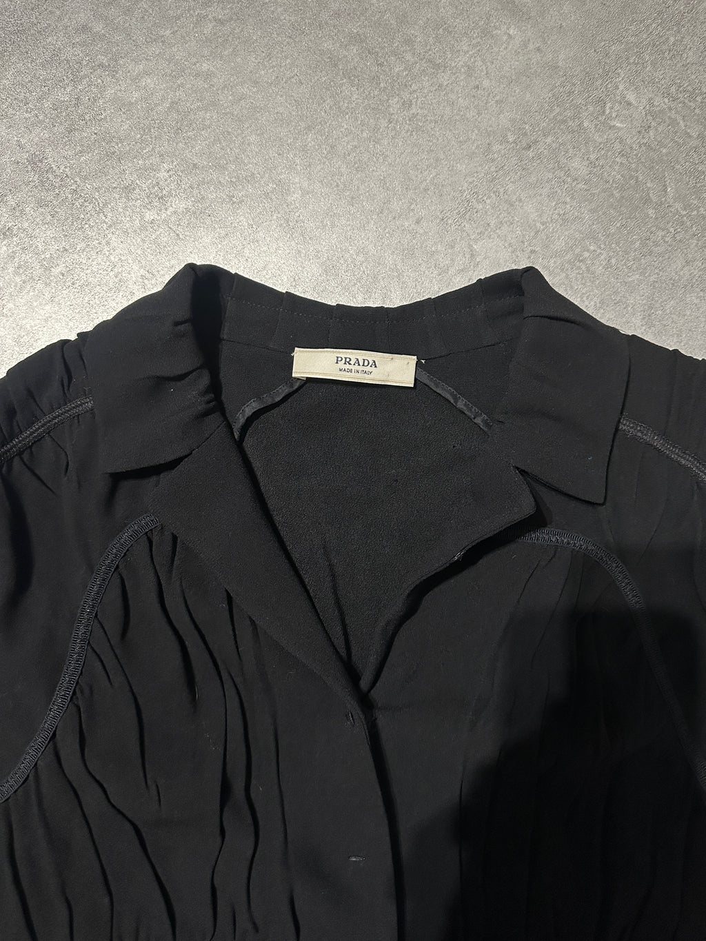 SS2007 Prada Black Pleats Shirt