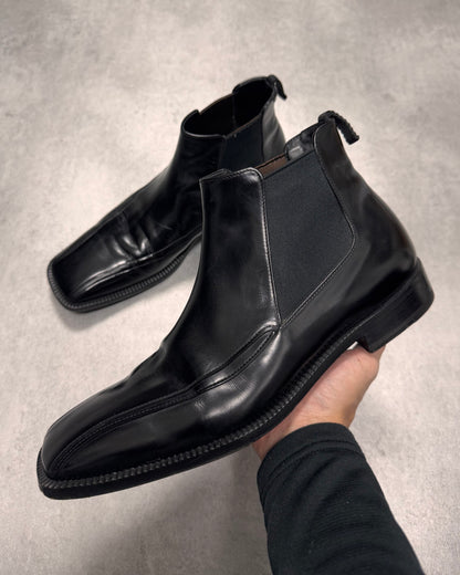 Prada Class Ankle Black Leather Boots (42eu/us8,5)