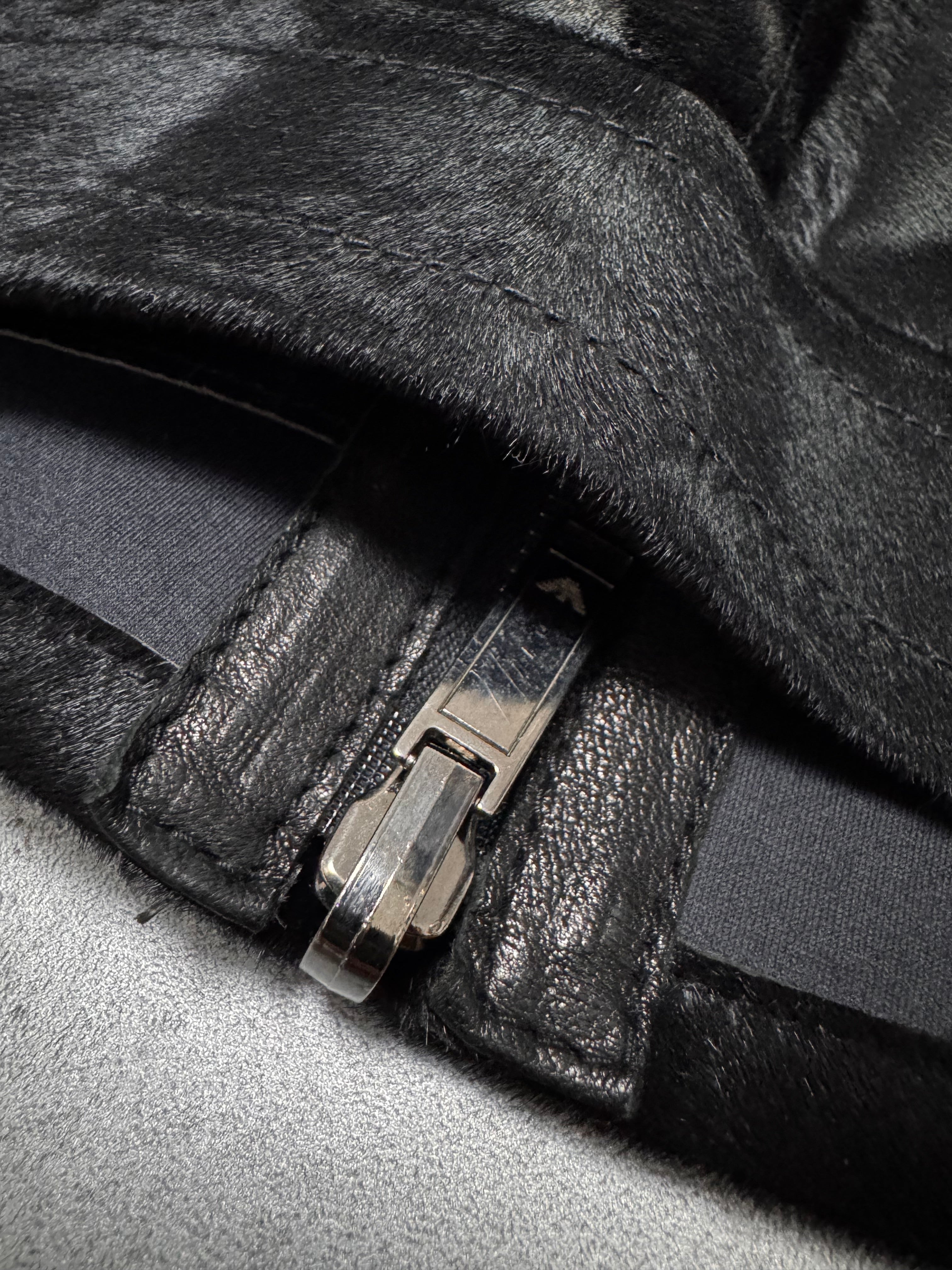 FW2013 Emporio Armani Black Pony Hair Leather Jacket