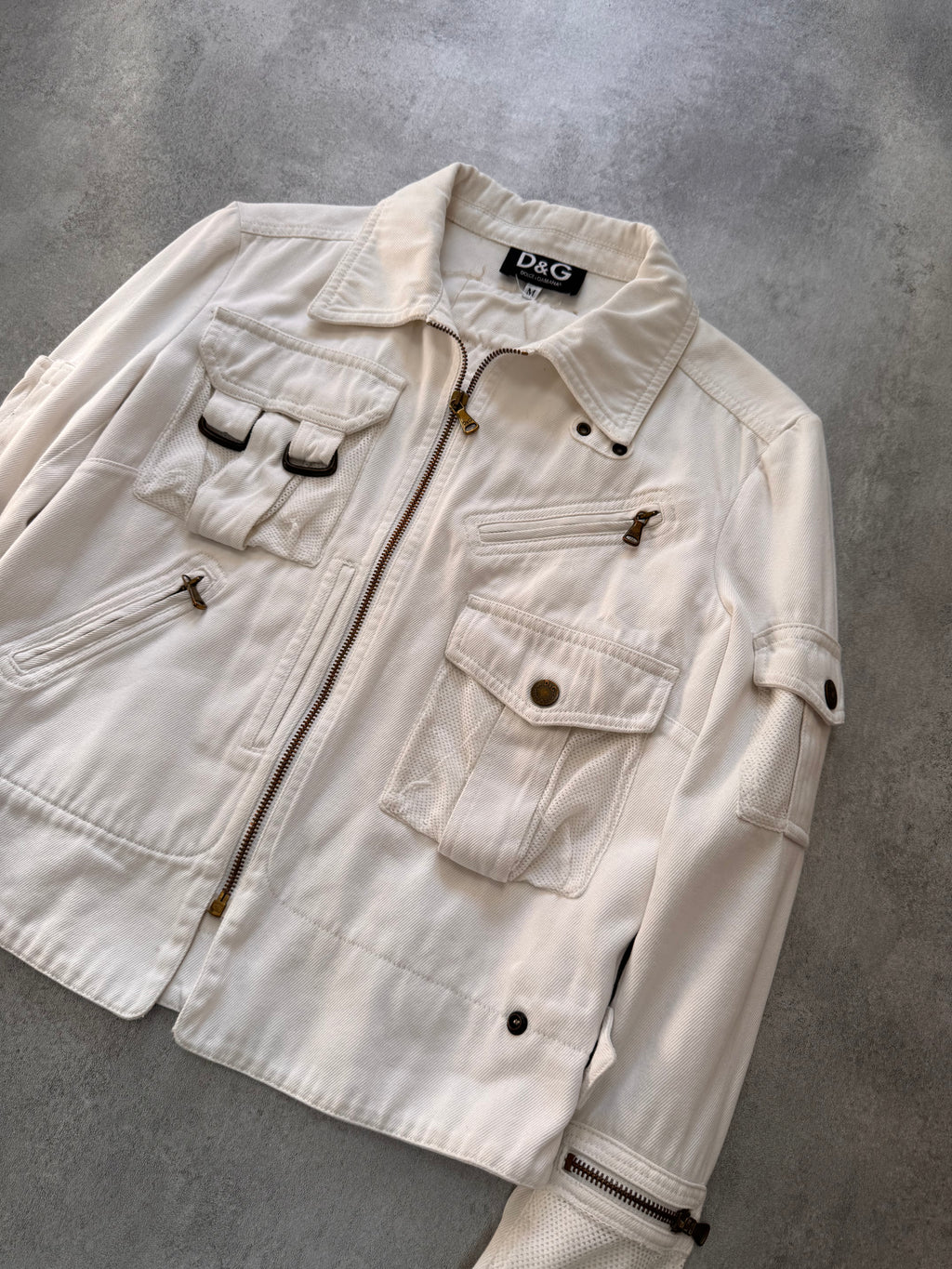 SS2003 Dolce & Gabbana Parachute Cargo Cropped White Jacket