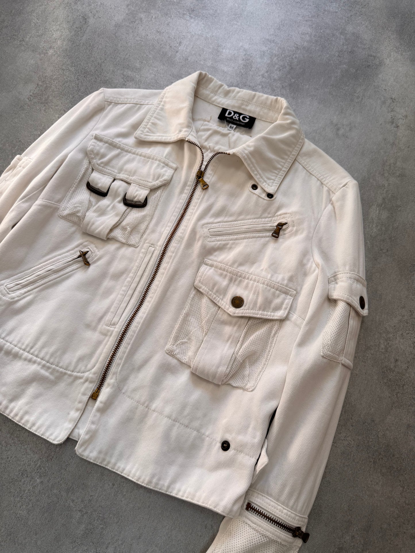 SS2003 Dolce & Gabbana Parachute Cargo Cropped White Jacket (XS/S)