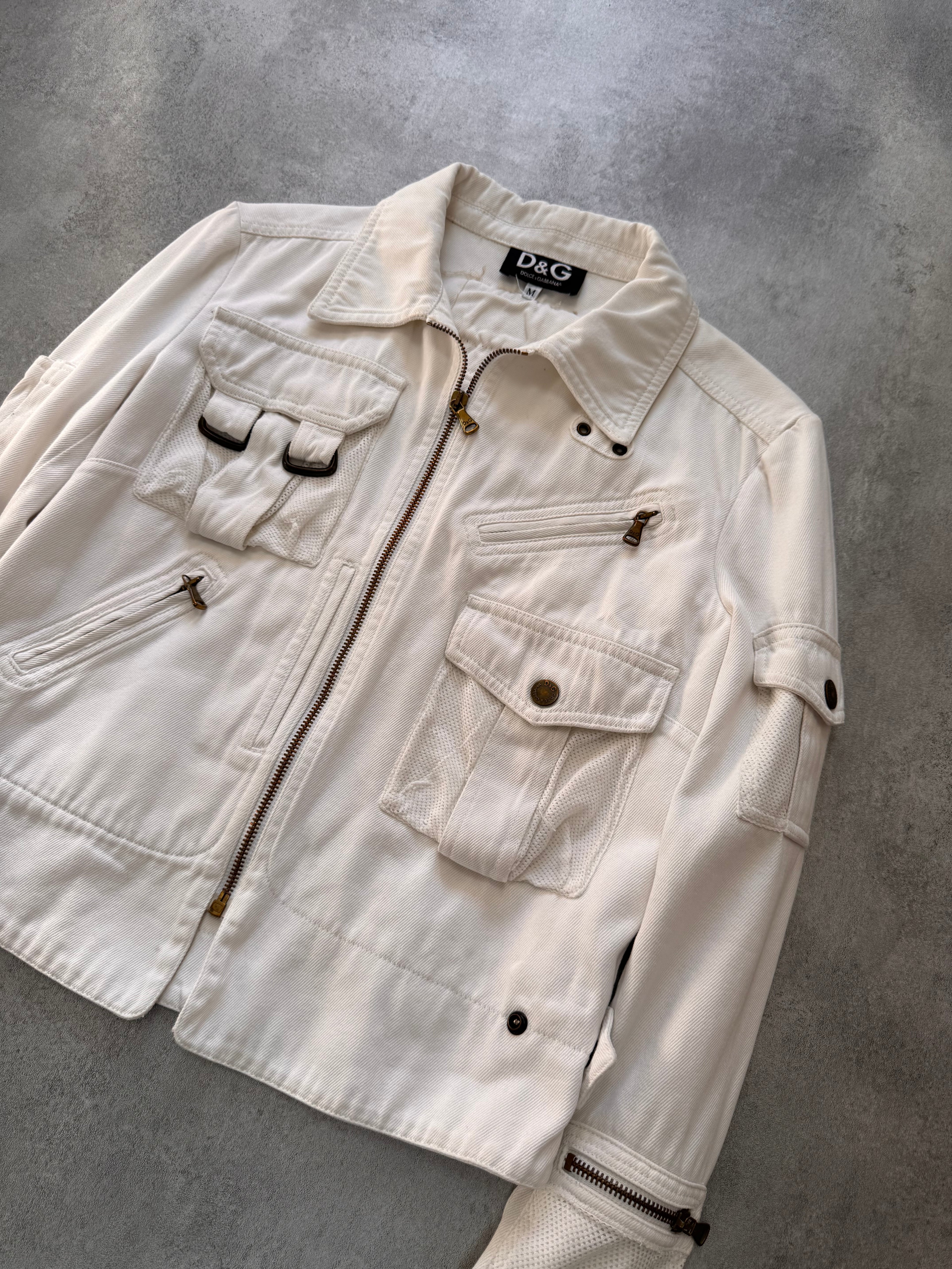 SS2003 Dolce & Gabbana Parachute Cargo Cropped White Jacket