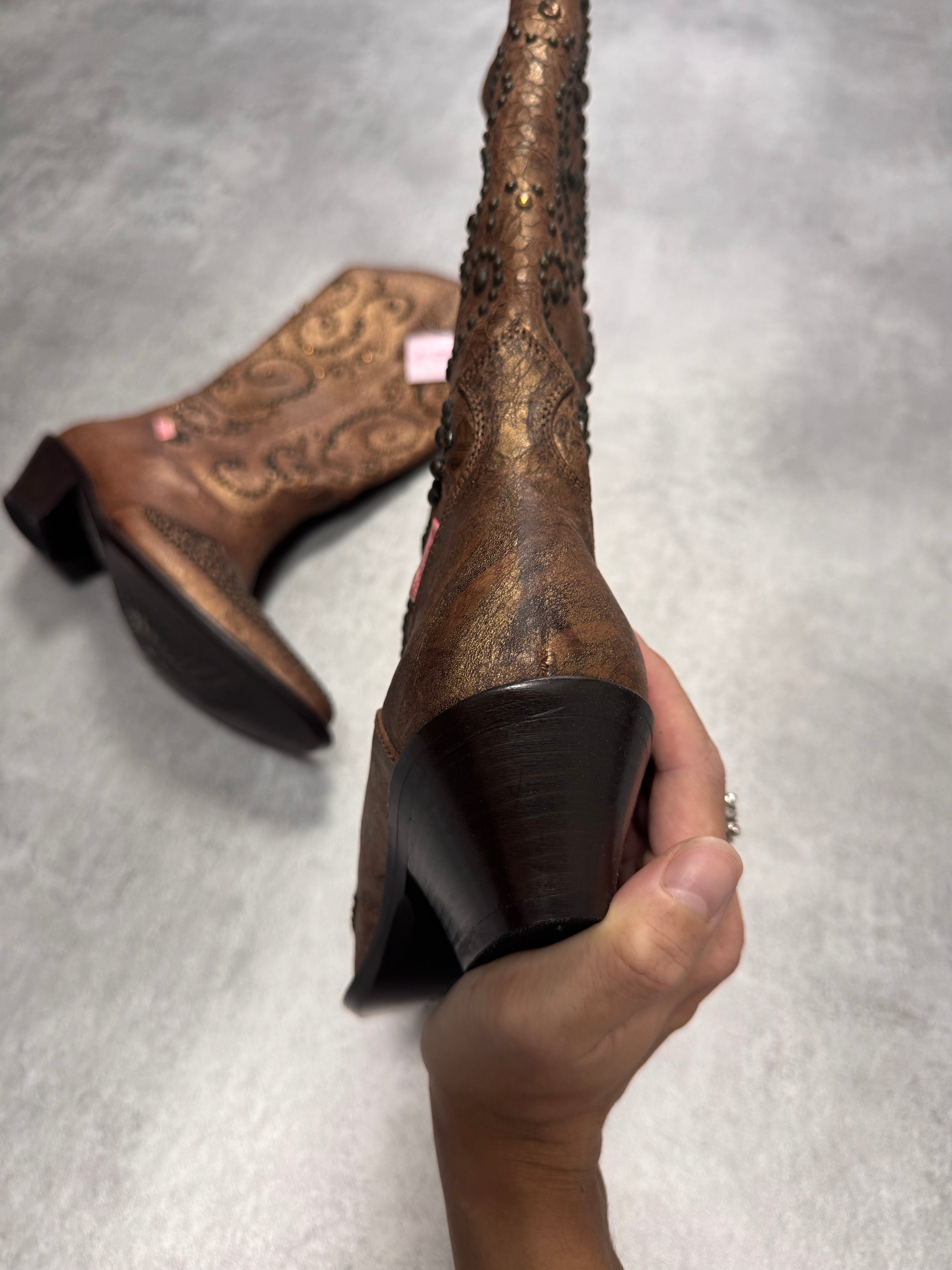 Roberto Cavalli Santiag Studded Bright Leather Boots